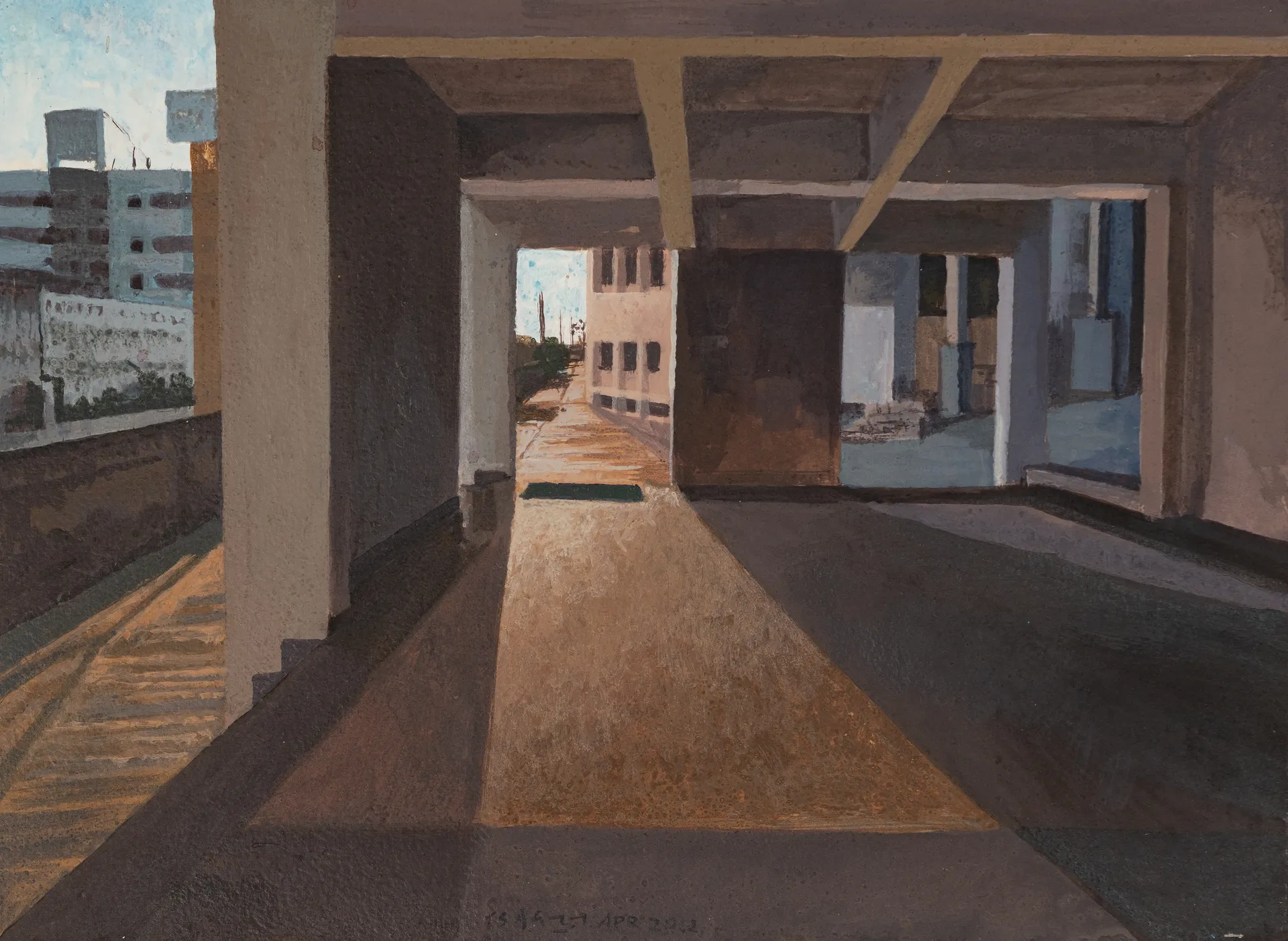Morning light and shadow by Akbar Ali Sunasara - Acrylic on handmade paper