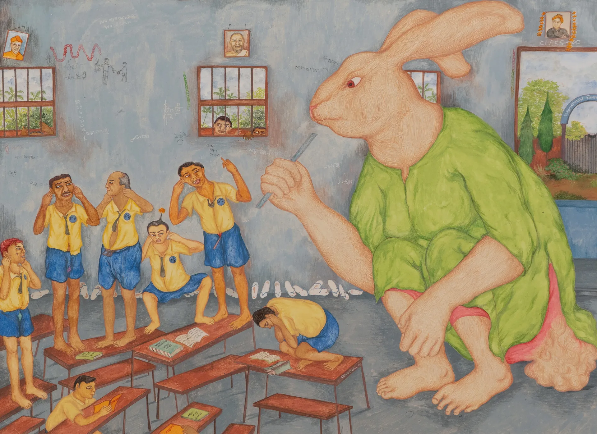 Endless education by Oliva Saha - Natural pigment, gouache colour, watercolour, drawing, colour pencil, khariya on Canson paper