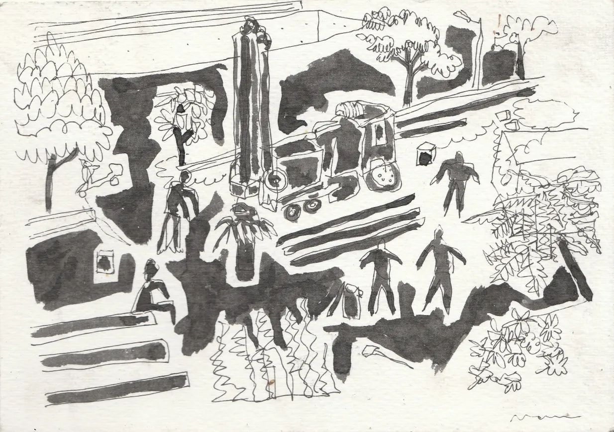 Earth drillers by Manu N - Pen and ink on paper