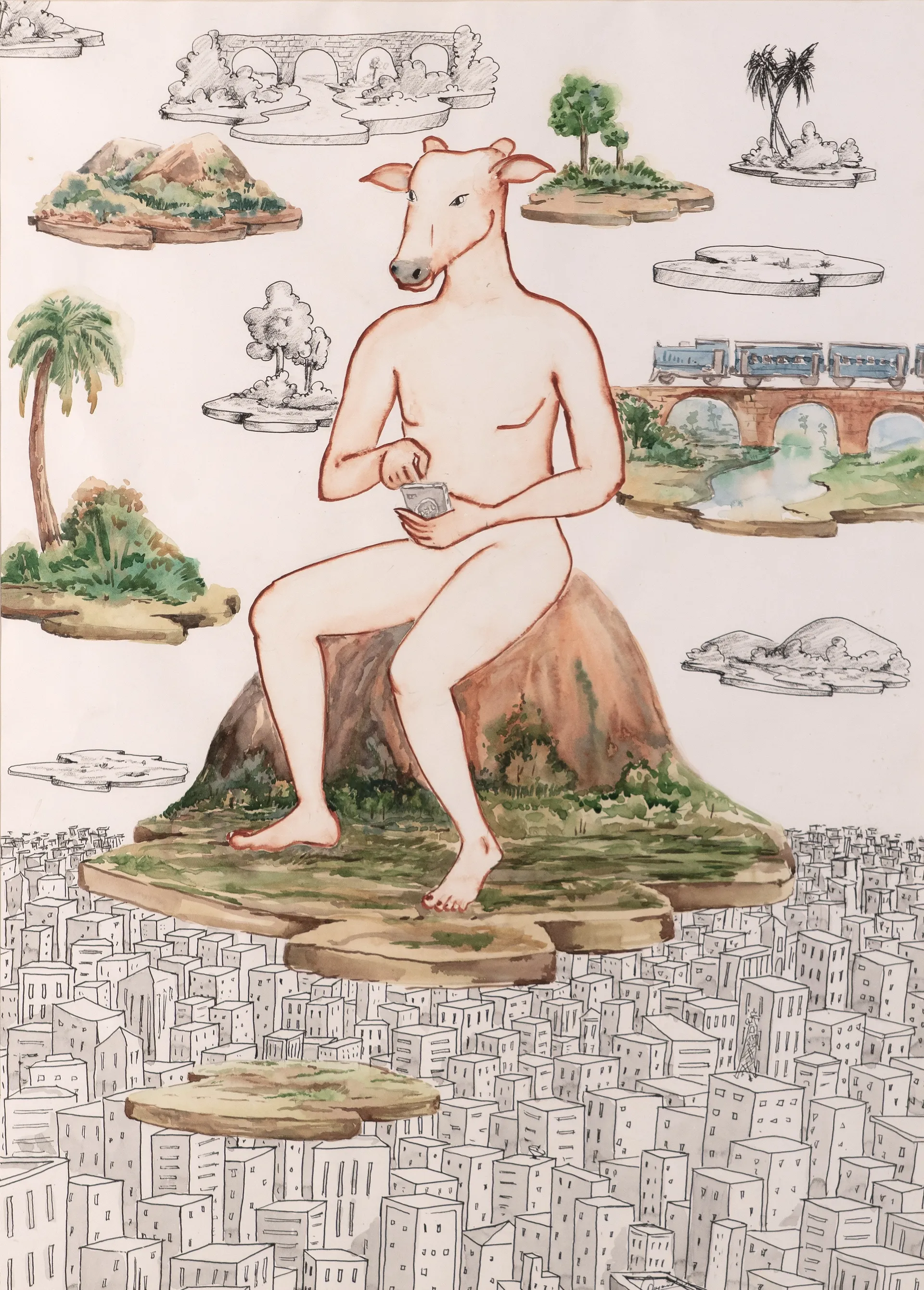 Bullman by Dayananda Nagaraju - Watercolour on paper