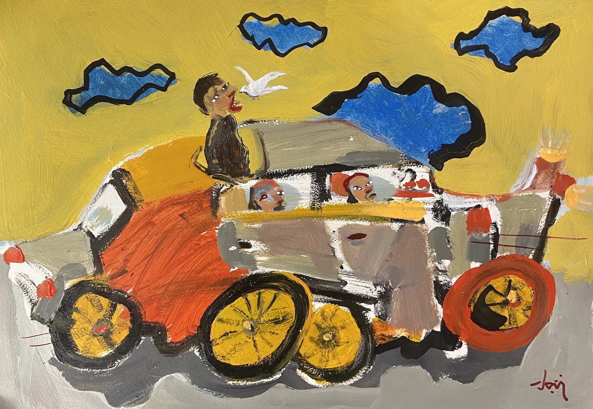 Bird catcher by Aditiya Singh - Acrylic on paper
