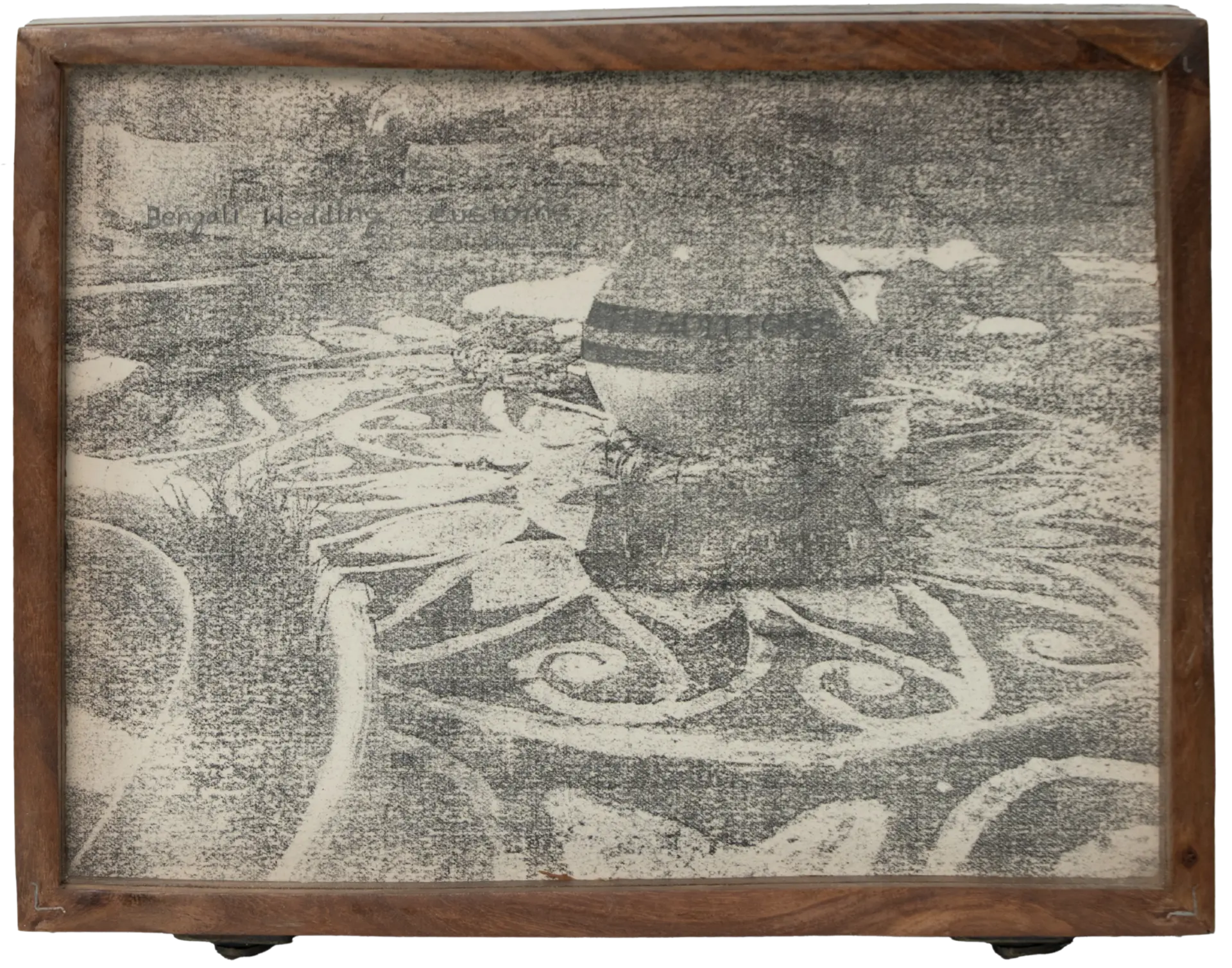 এখেনা অস্পষ্ট Still unclear, 10 by Anup Let - Photography and writing transfer, wooden box on acid-free paper