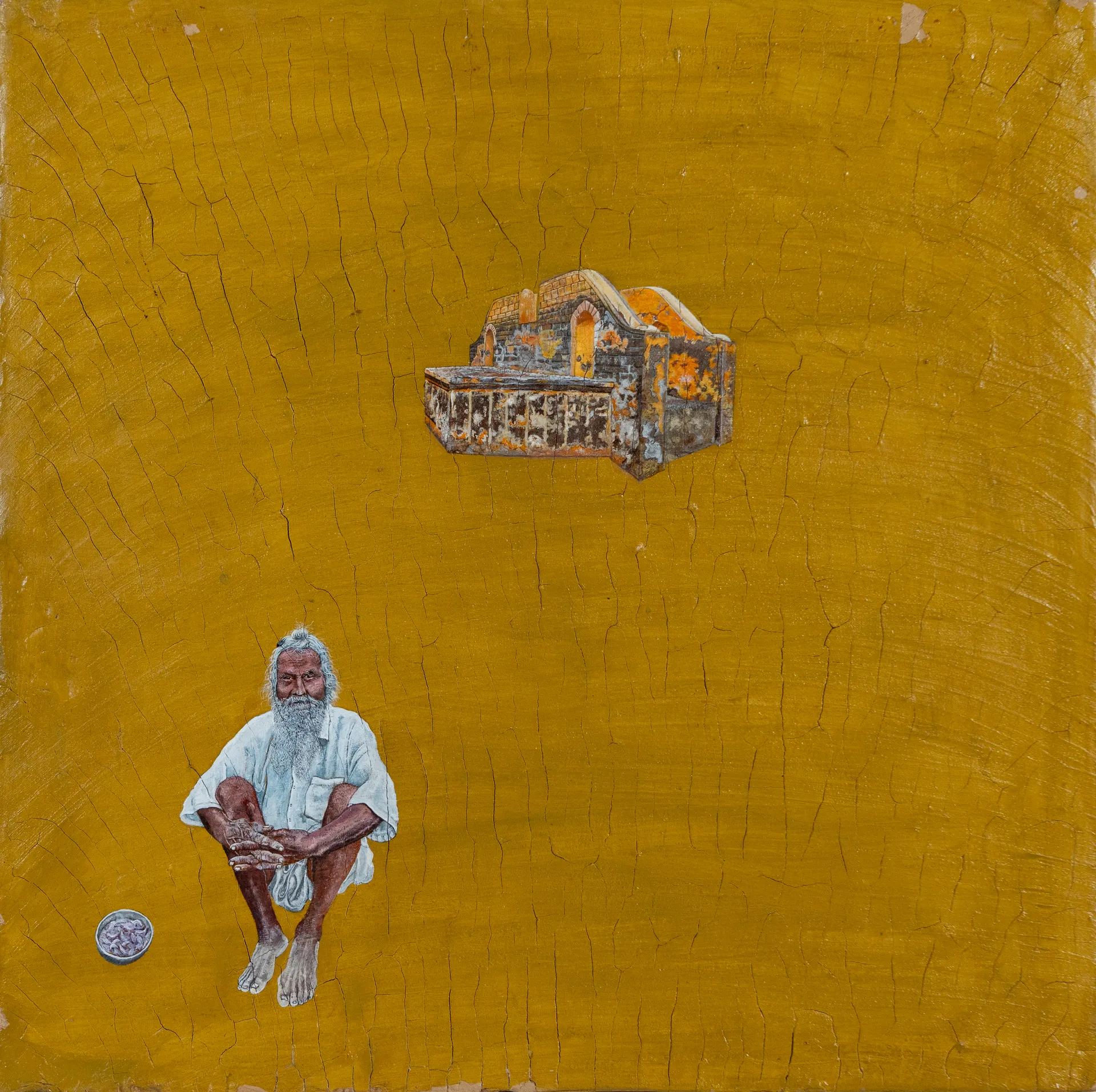 Agosh by Gurdeep Brar - Local clay, acrylic on wood panel