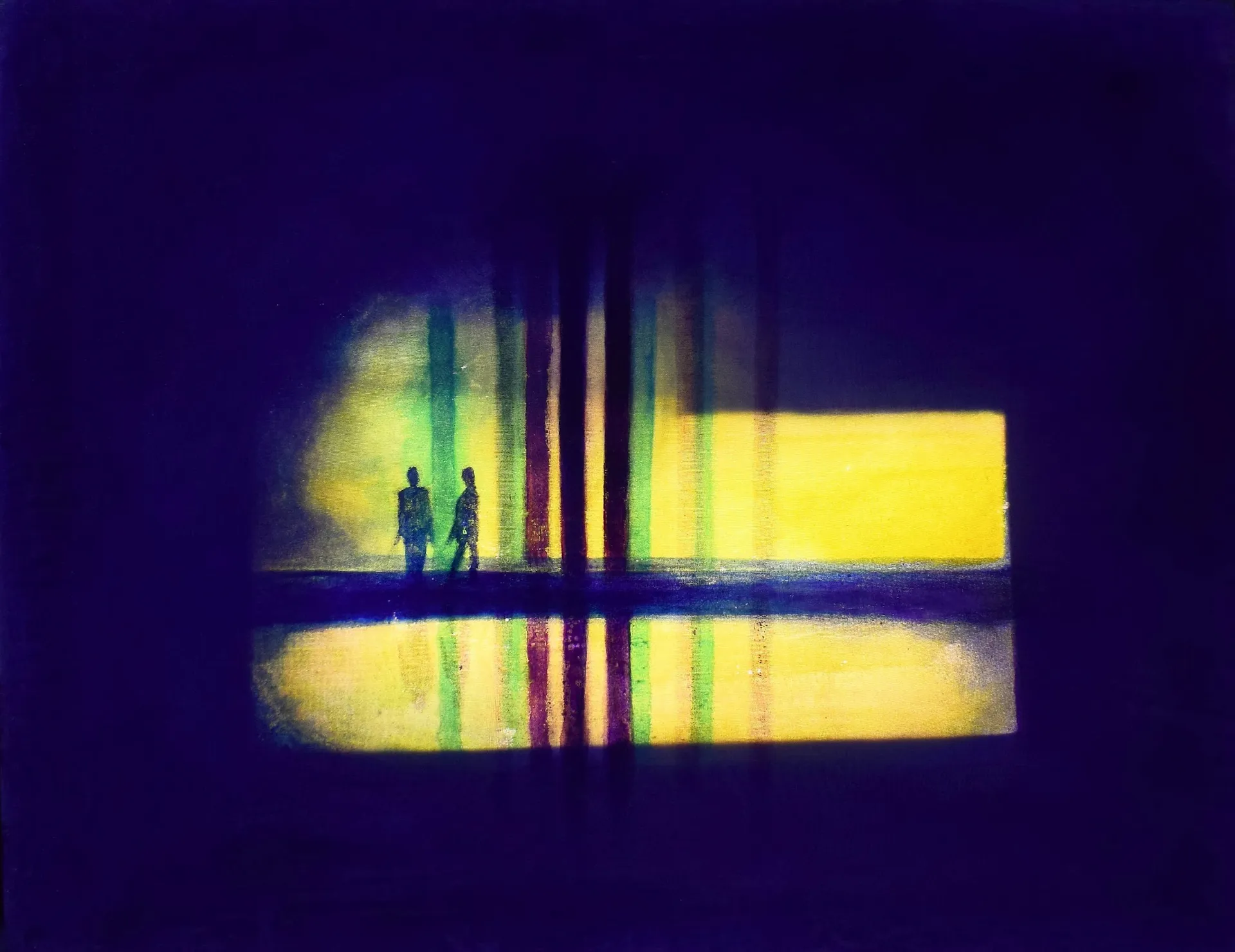 Untitled by Gayathri A P  - Acrylic on organza cloth with LED light