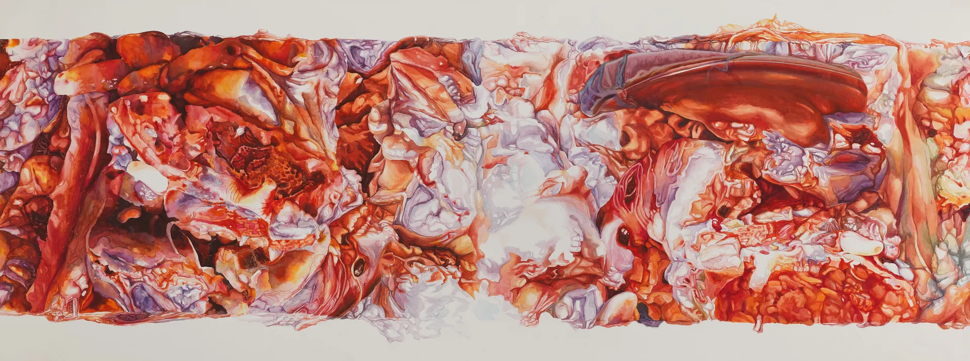 Un-marinating in the twilight: silent hemorrhage and the post diarrheic revelation by Nabanita Guha - Watercolor on Fabriano paper