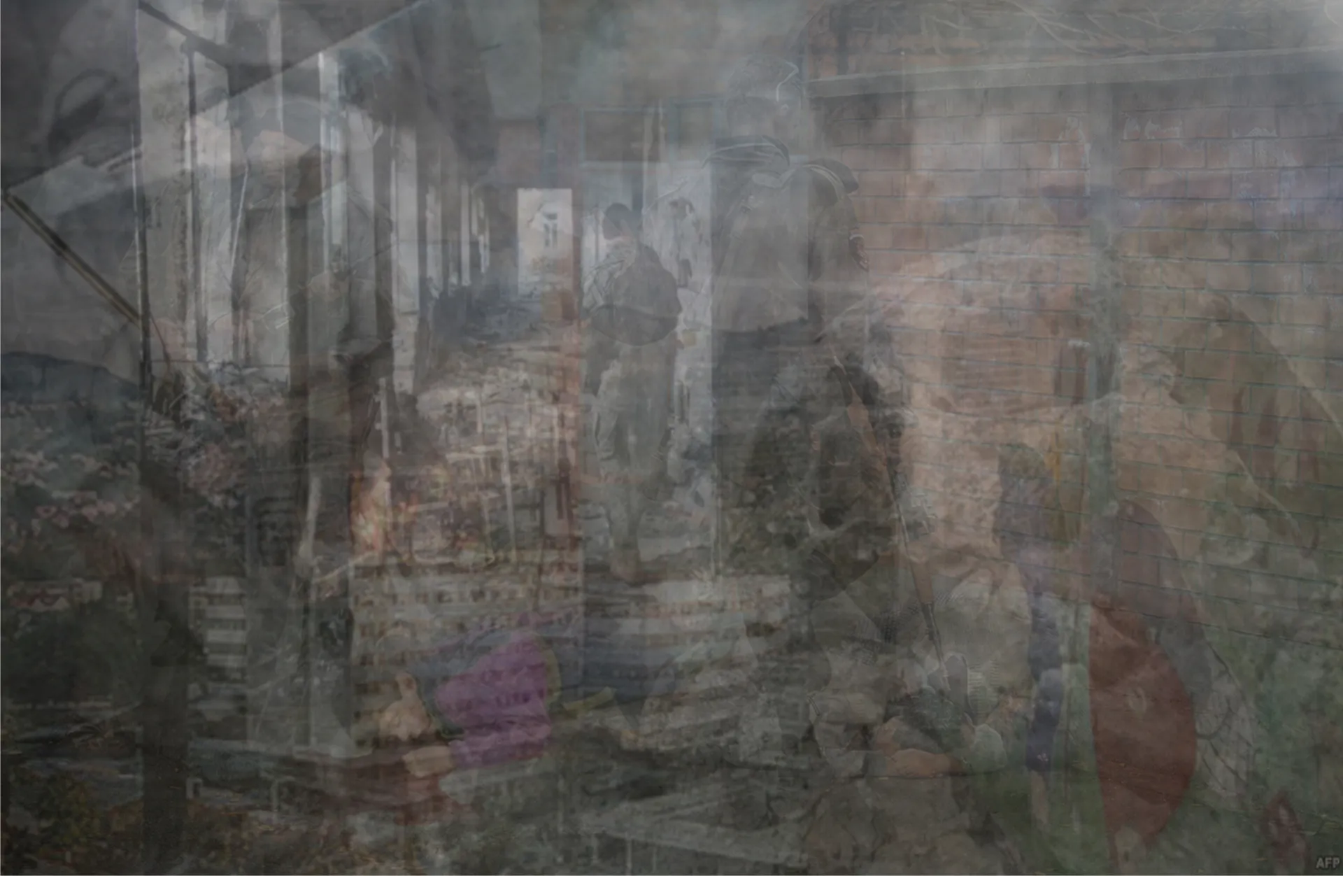The Bosnian civil war by Boris Colin Alphonse - Opacity photocollage, 28 archival photographs overlapped with varying opacity, archival print on Hahnemühle paper