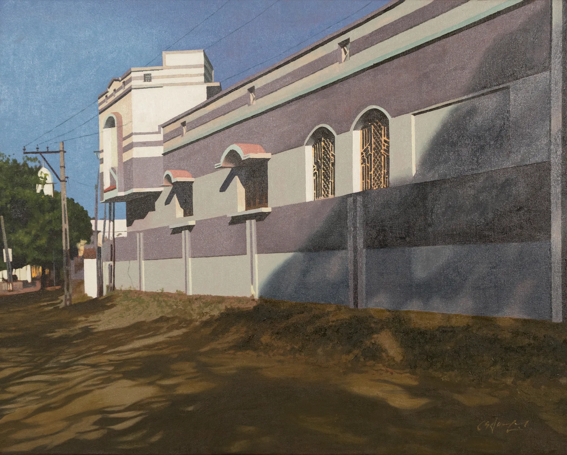 Dargah road by Akbar Ali Sunasara - Oil on canvas