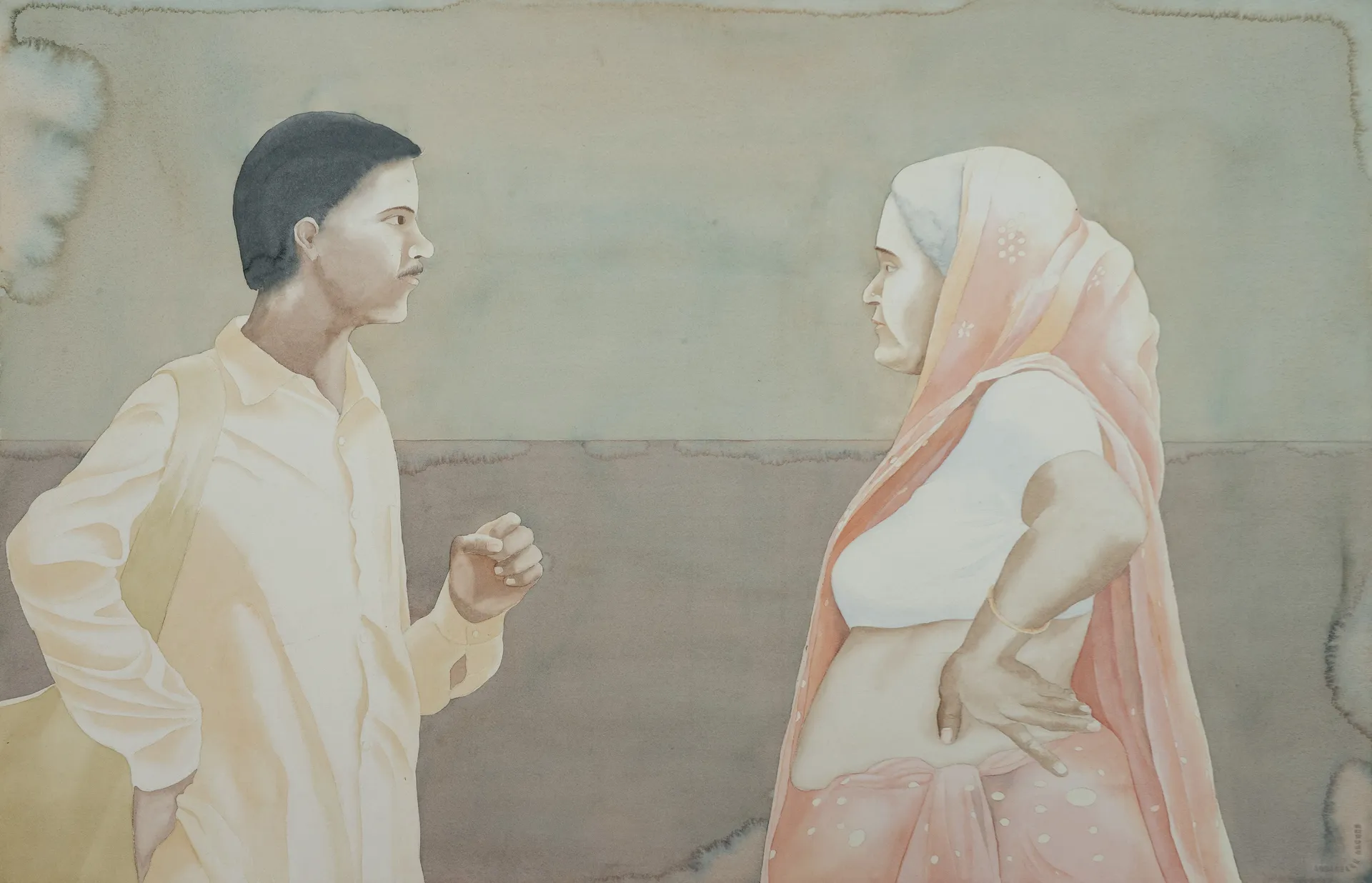 With regards by Raju Patel - Watercolor on paper