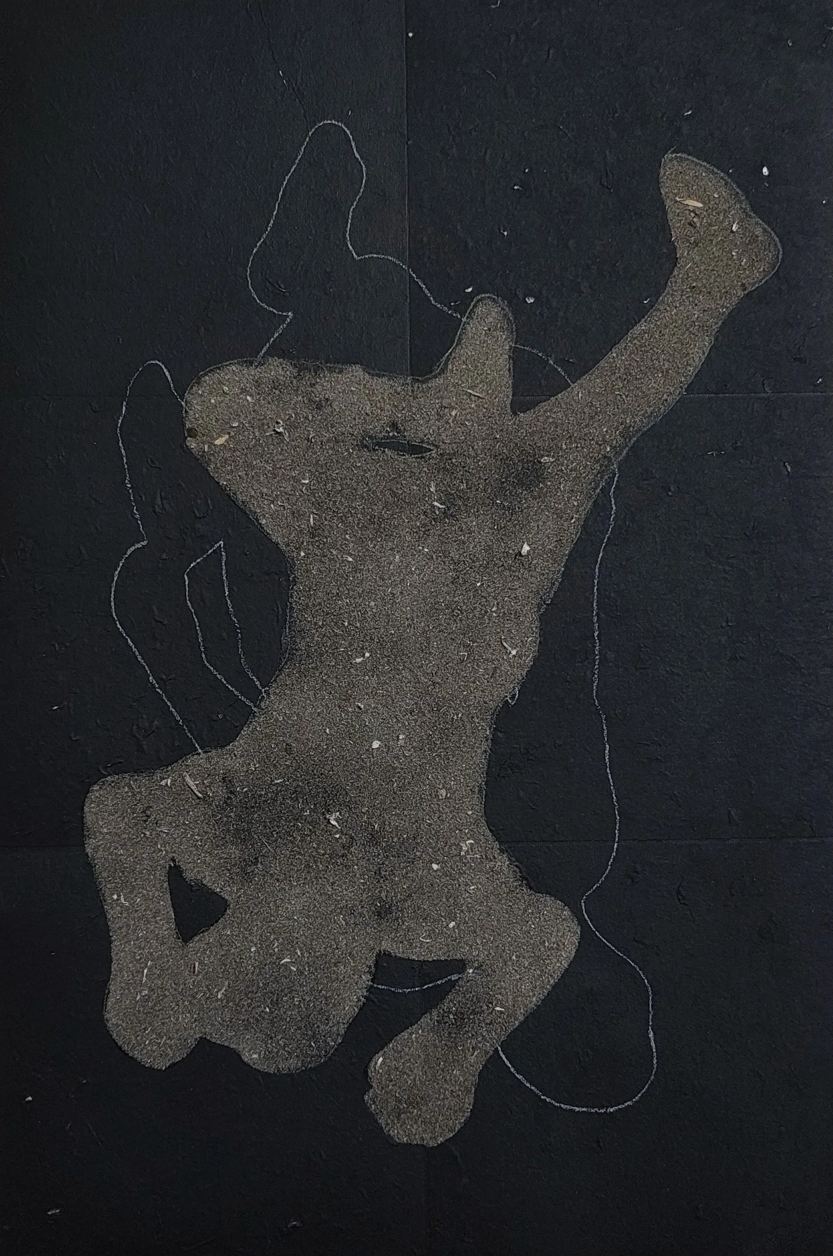 Muted voices, 1 by Shiv Kumar - Collected newspaper, dust, rice paper, acrylic on canvas