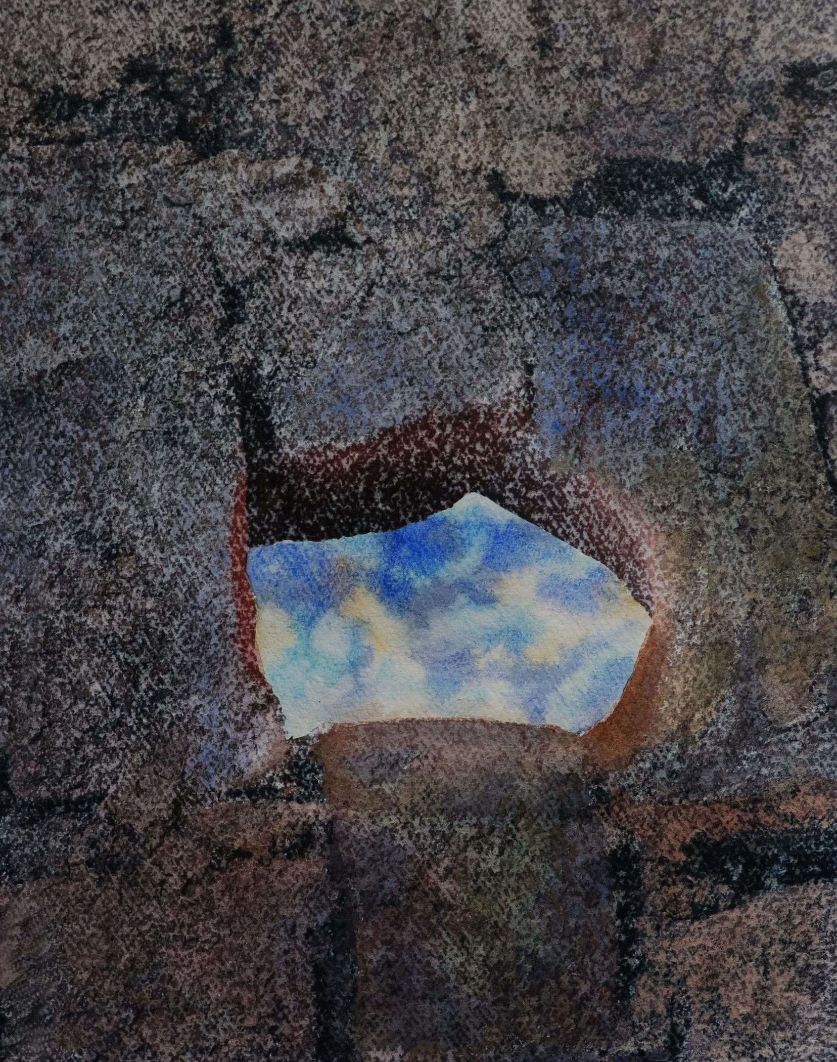 Aperture, release, relieve – IV by Sangita Datta - Watercolor and archival photograph on acid-free handmade paper