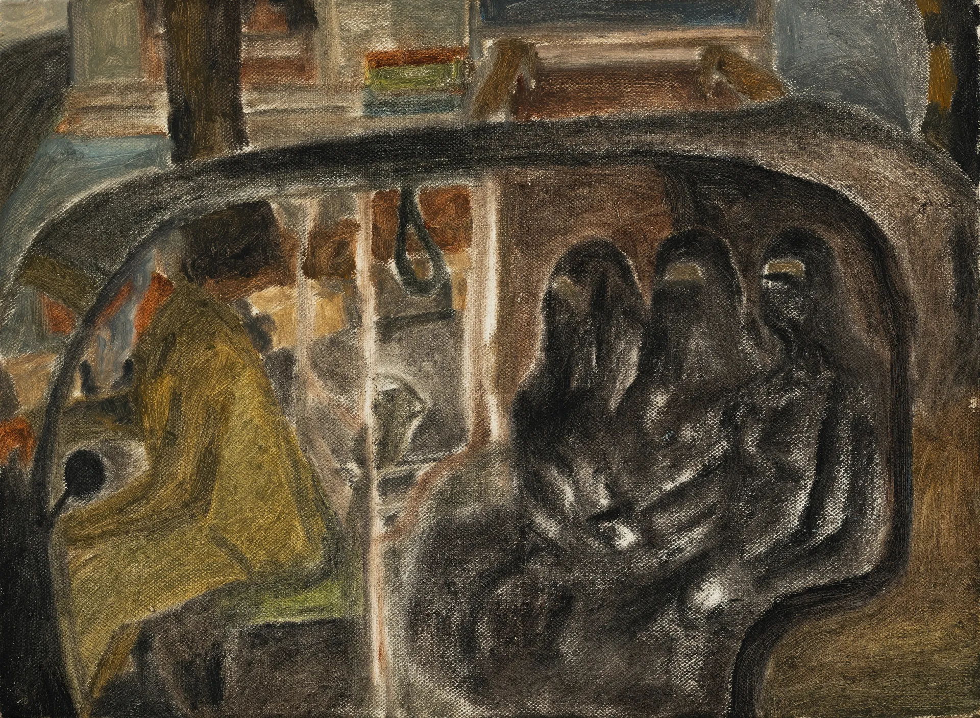 Auto travelers by G. Mahesha - Oil color on canvas