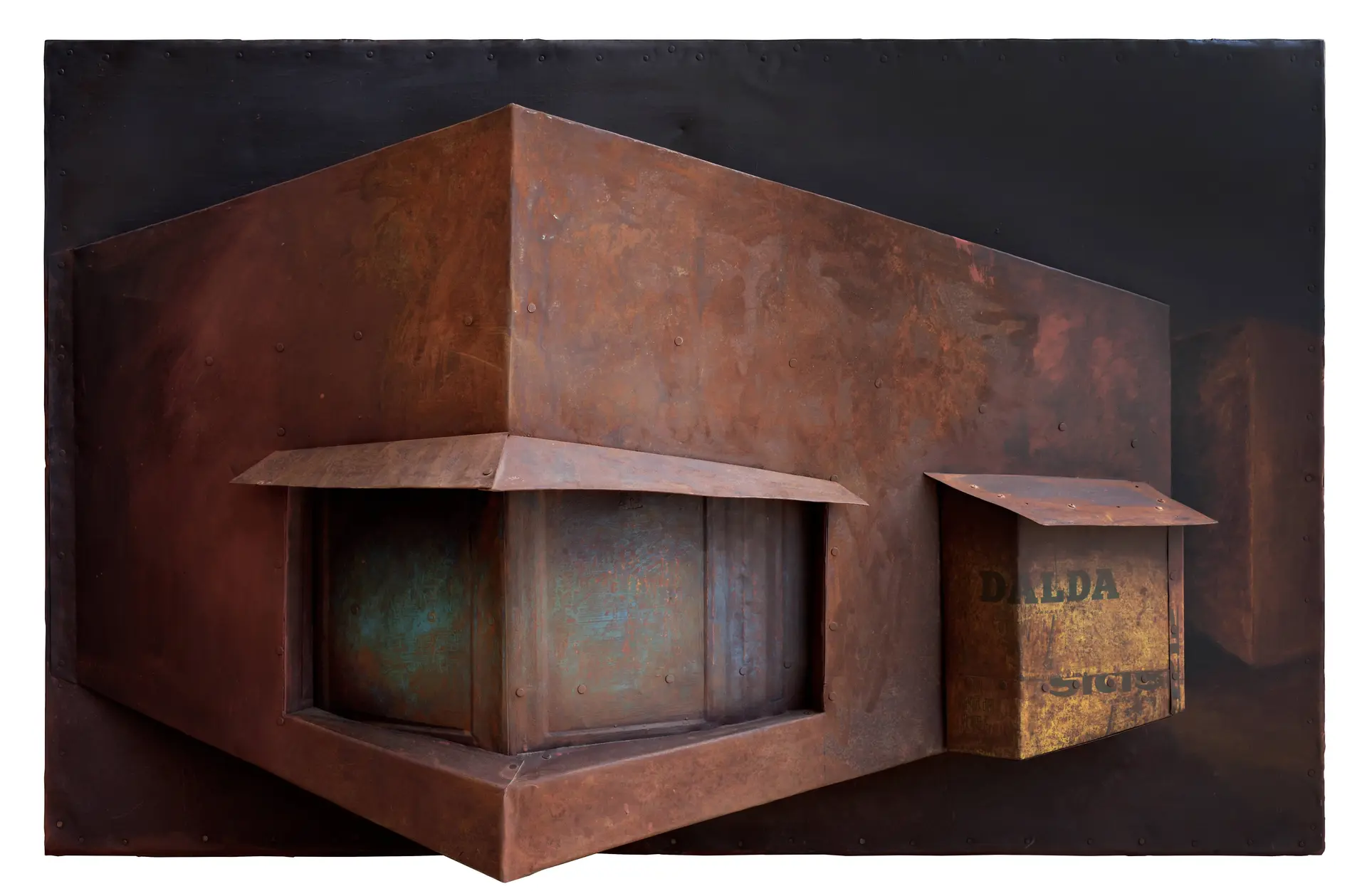 House at Sadar Bazaar by Rashesh Chauhan - Red Oxide, Enamel paint & lacquer on Metal