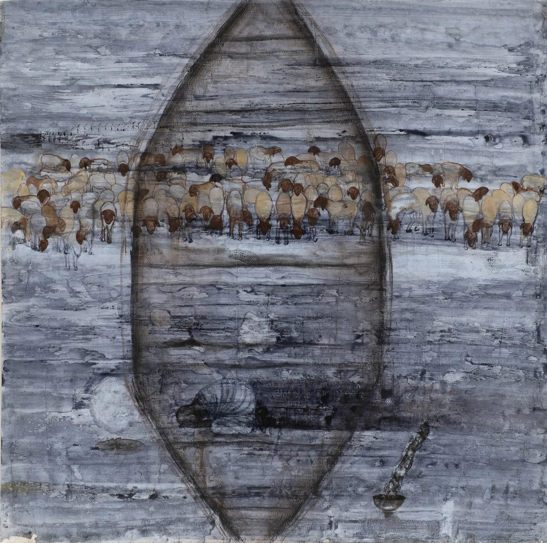In search of life by Raju Baraiya - Mixed media on paper