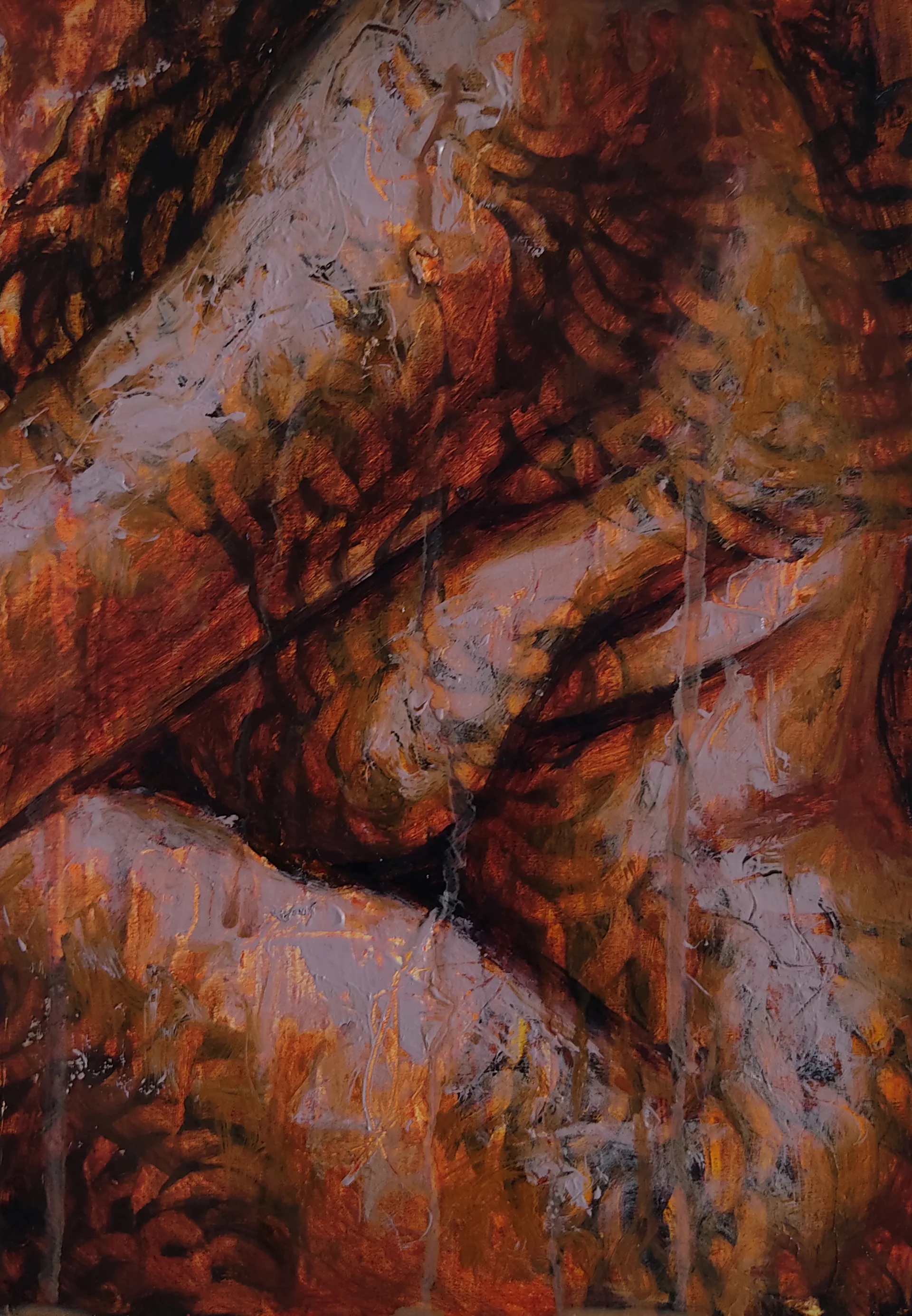 Chaos underneath the skin II, 1 by Riyanka Das - Oil on paper