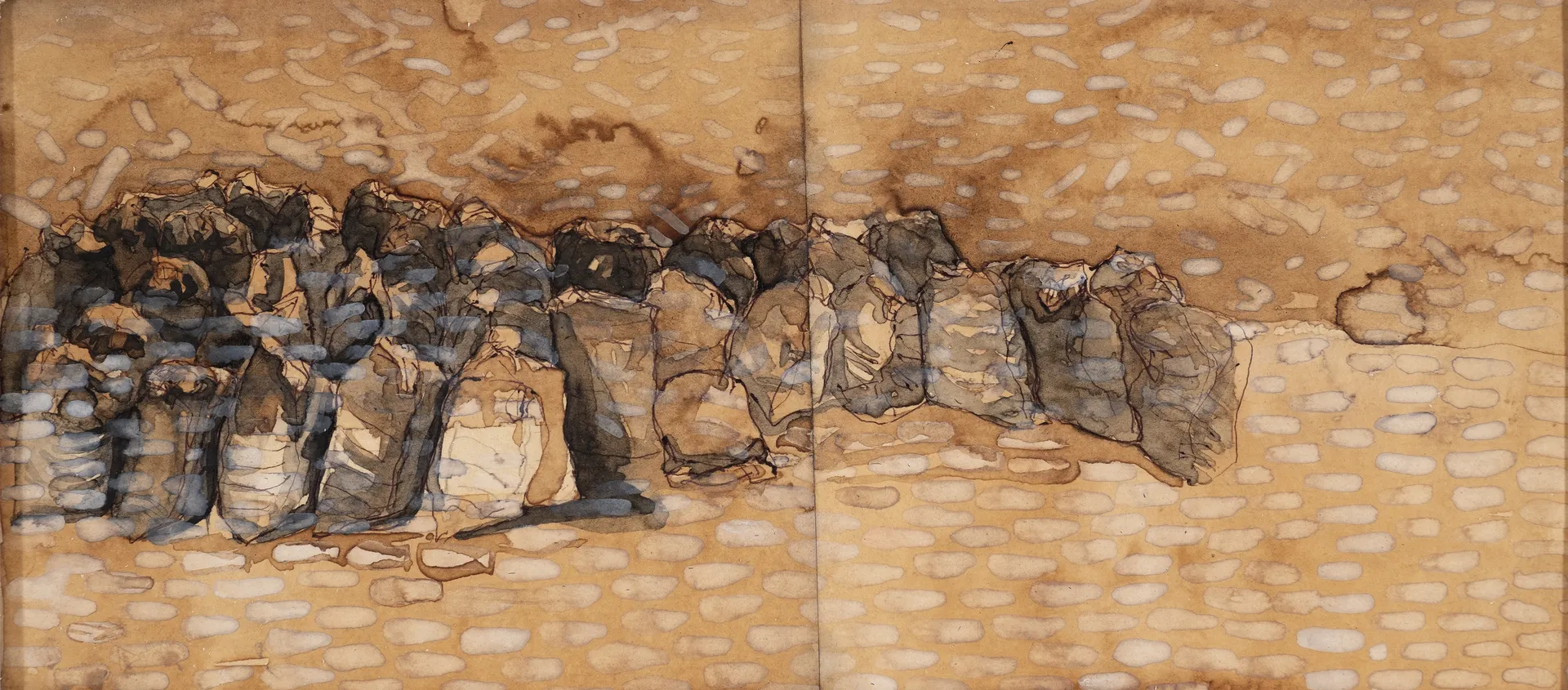How fish became a fertilizer (diptych) by Raju Baraiya - Mixed media on paper