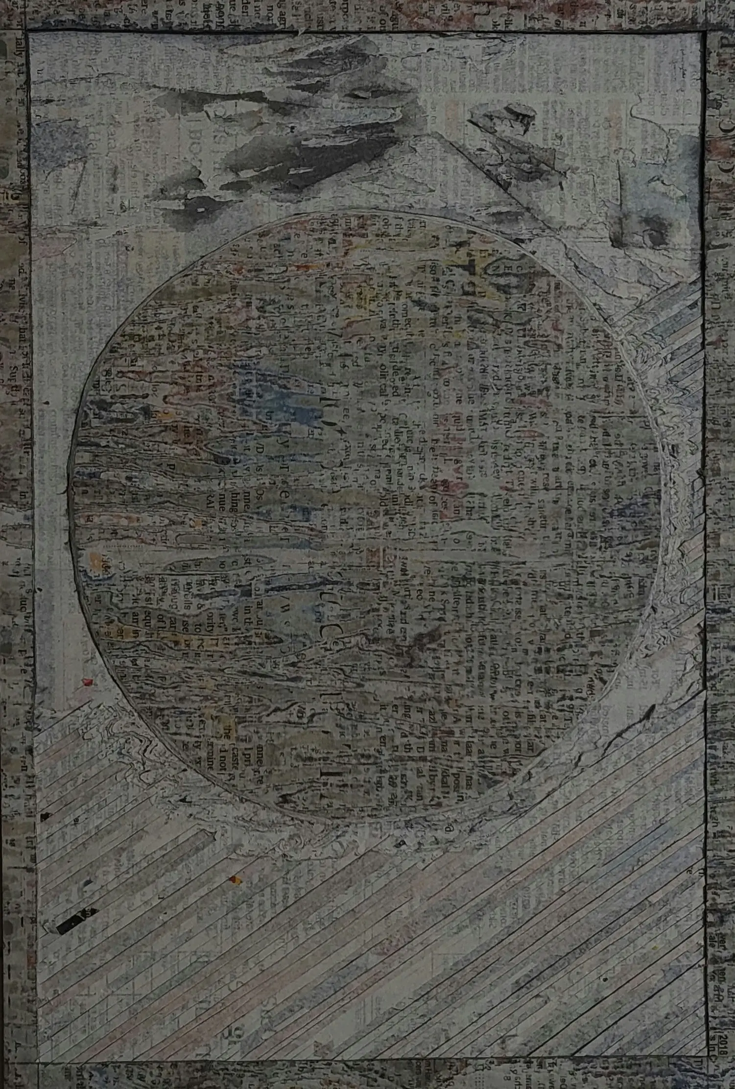 Confrontation of comfort, 1 by Shiv Kumar - Collected newspaper, plate (engraving)