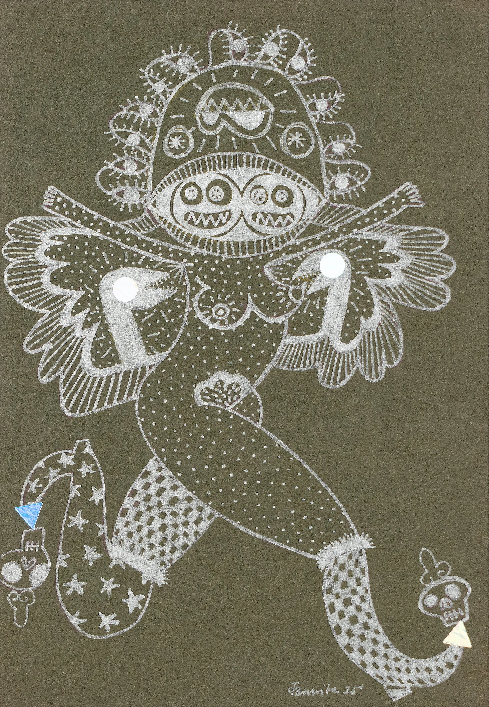 Chrome-born-bodies drawing 8 by Varnita Sethi - Chrome pen on acid-free handmade paper