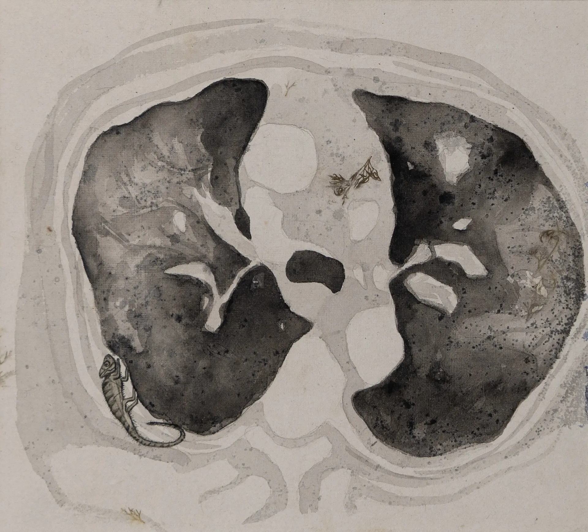 Accursed myth of history, 5 by Suvendu Bhandari - Tea stain, watercolor, ink, graphite
