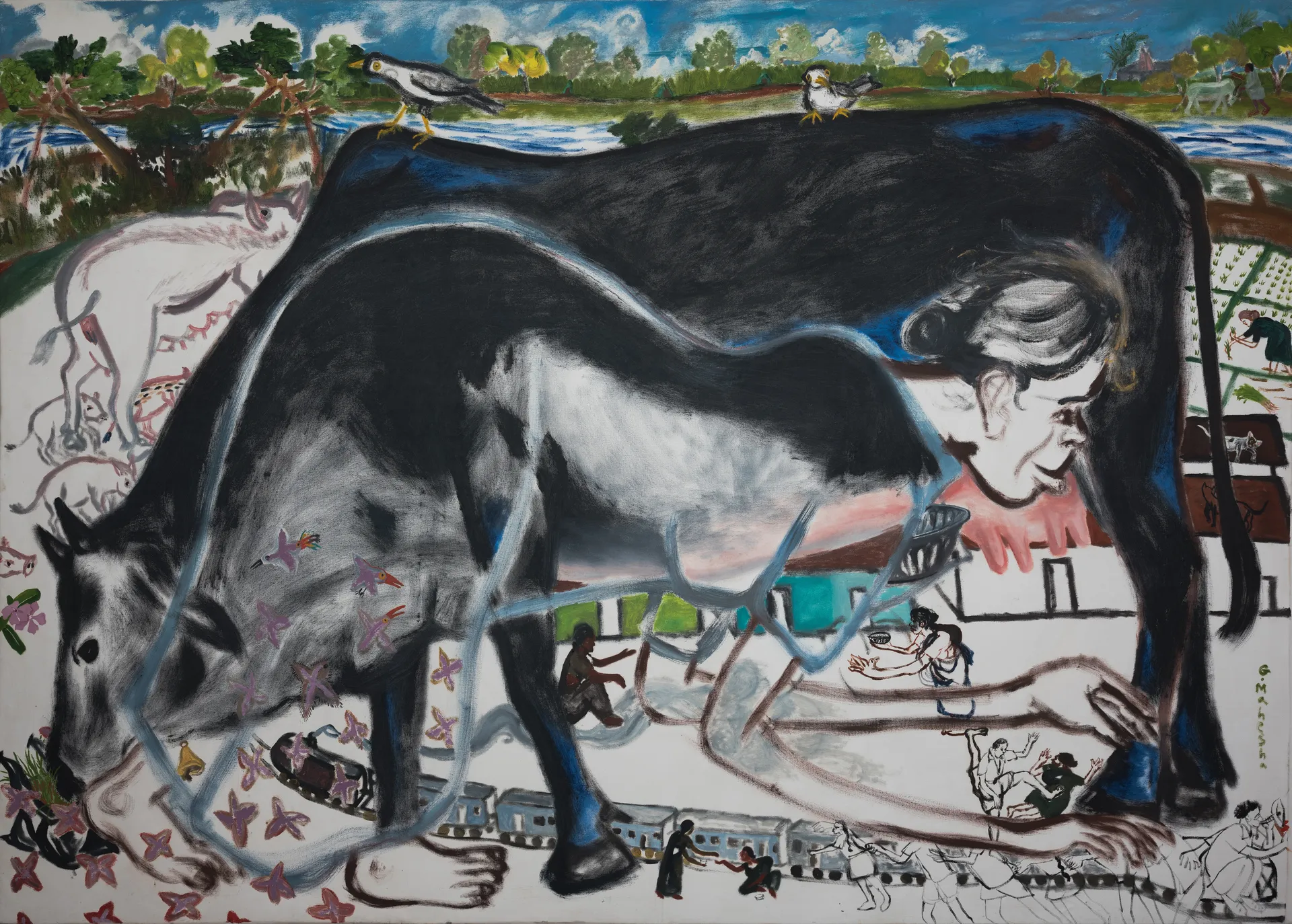 A soul in the soil – Rangamma by G. Mahesha - Oil on canvas