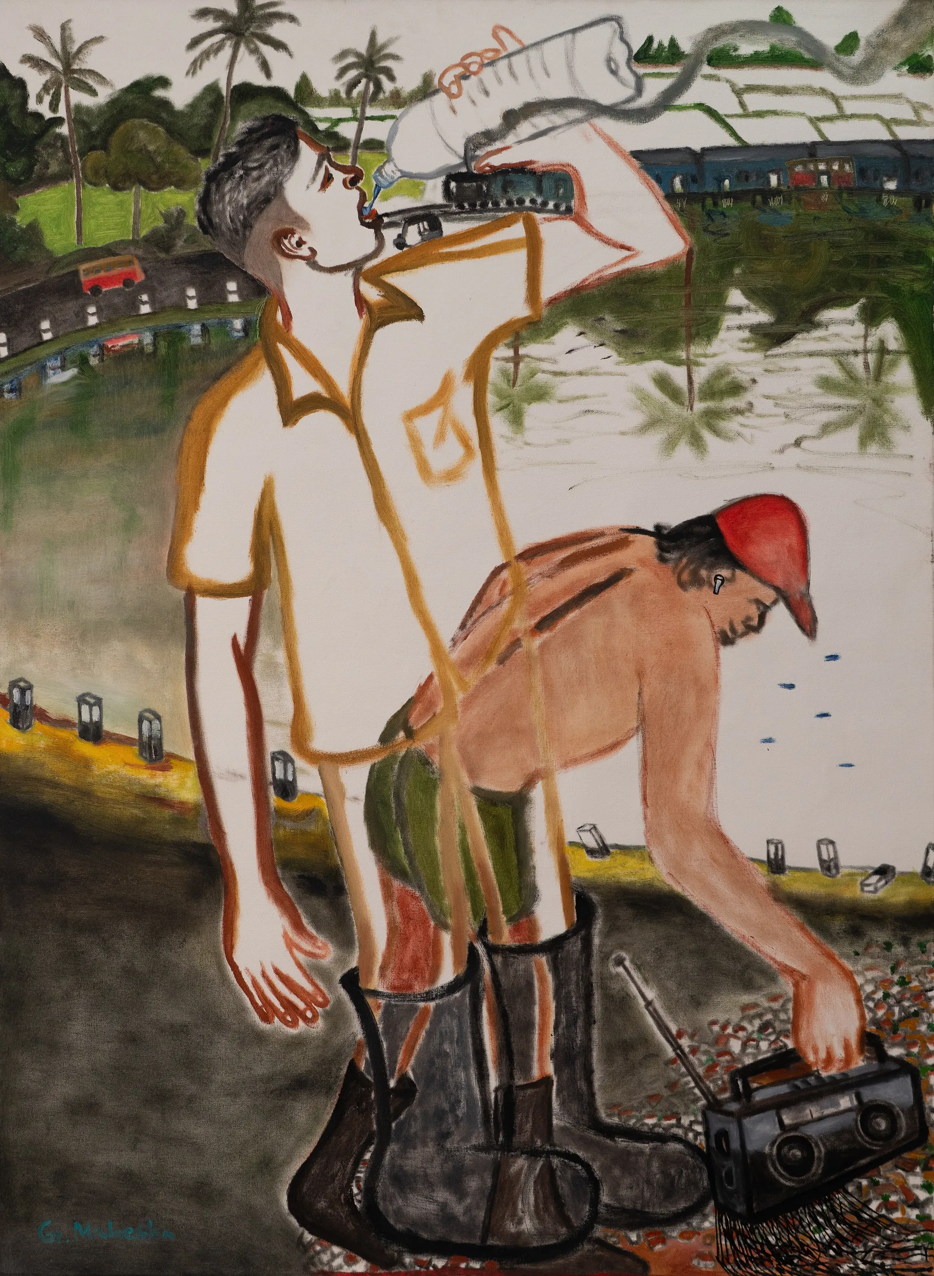 The cold play by G. Mahesha - Oil on canvas