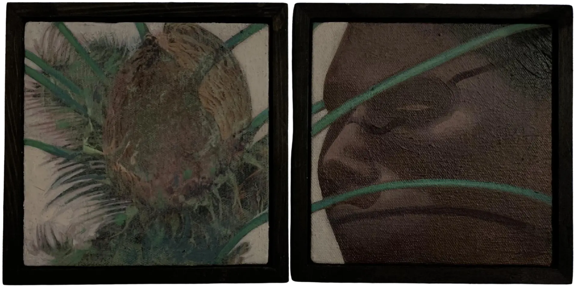 Disguised (diptych) by Tithi Das - Acrylic on tiny canvas