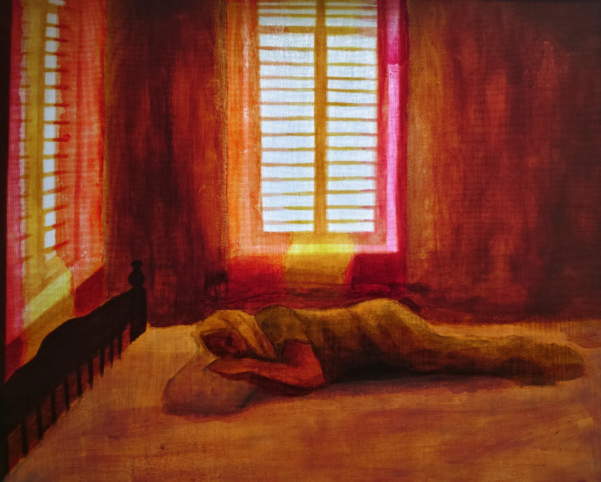 It was my mother who made me meditate 3 by Gayathri A P - Acrylic on organza cloth