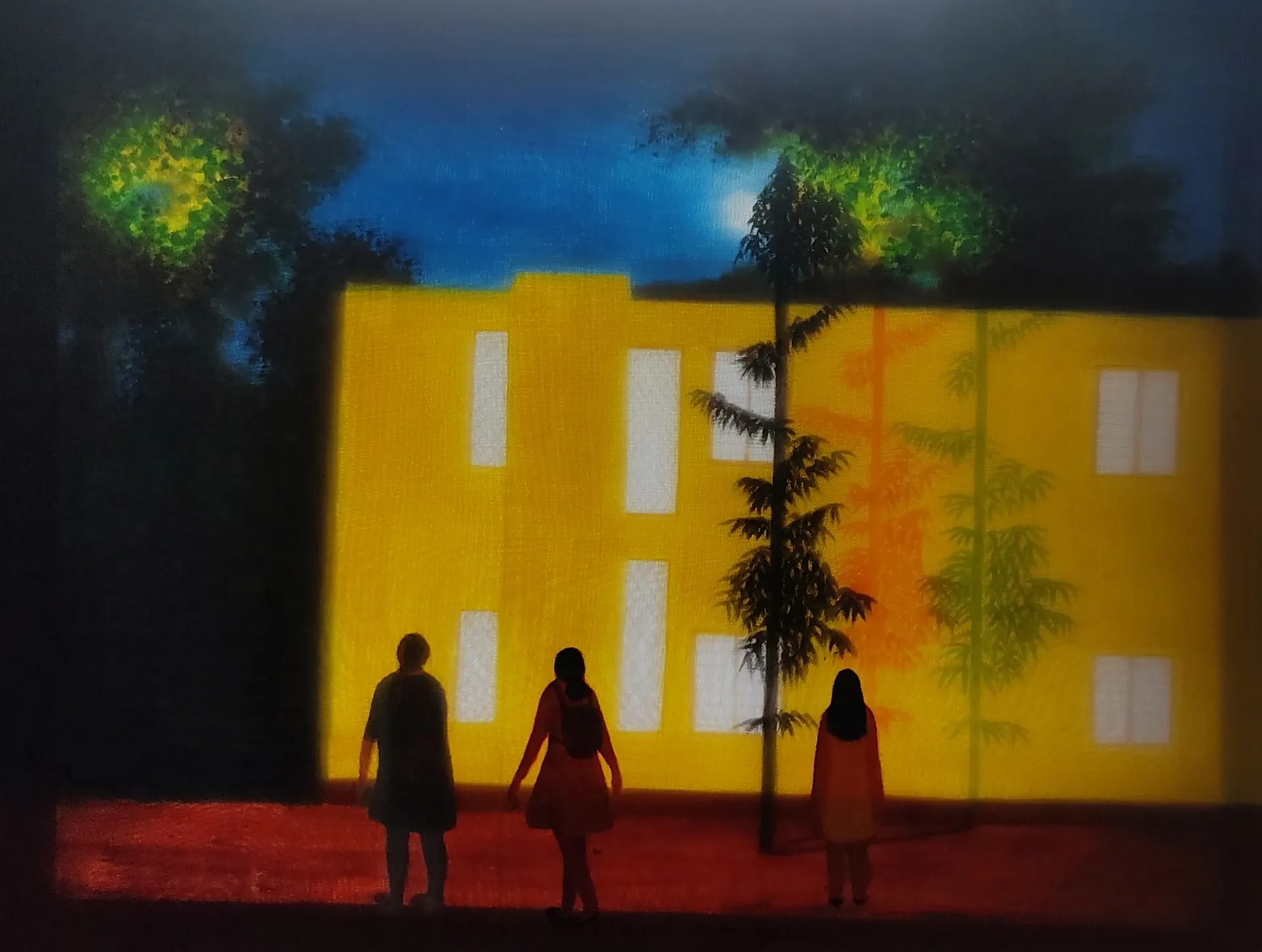 Untitled by Gayathri A P  - Acrylic on organza cloth with LED light