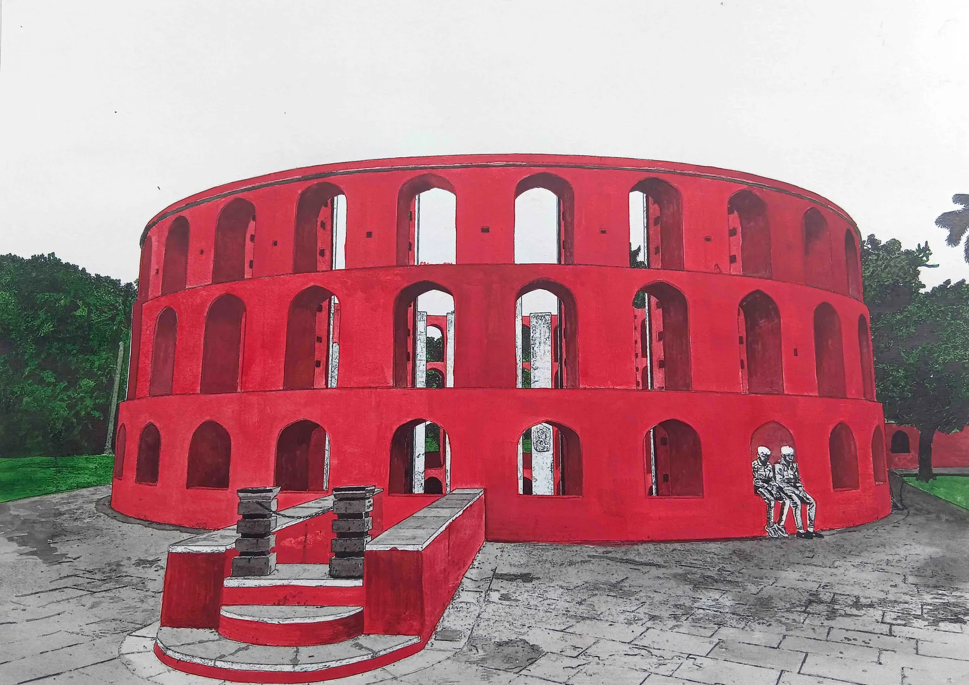 Territories of three: echoes in the landscape I, 14 by Kapil Jangid - Watercolor, photo ink, digital print and graphite on paper