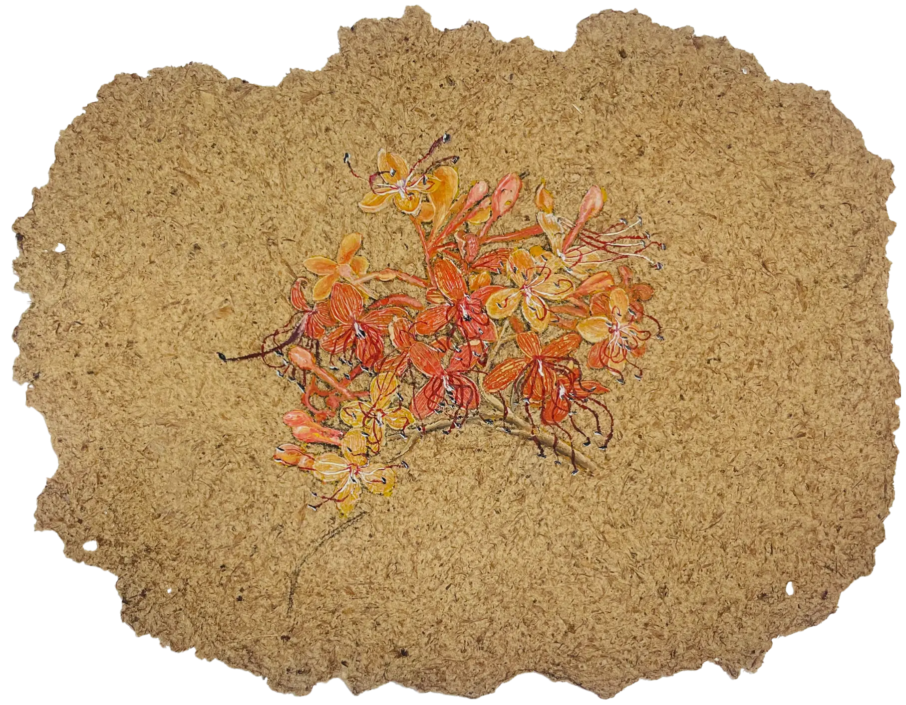Parchavam-II, ਪਰਛਾਵਾਂ-II, 11 by Gurdeep Brar - Gouache on artist-made paper with dried flowers