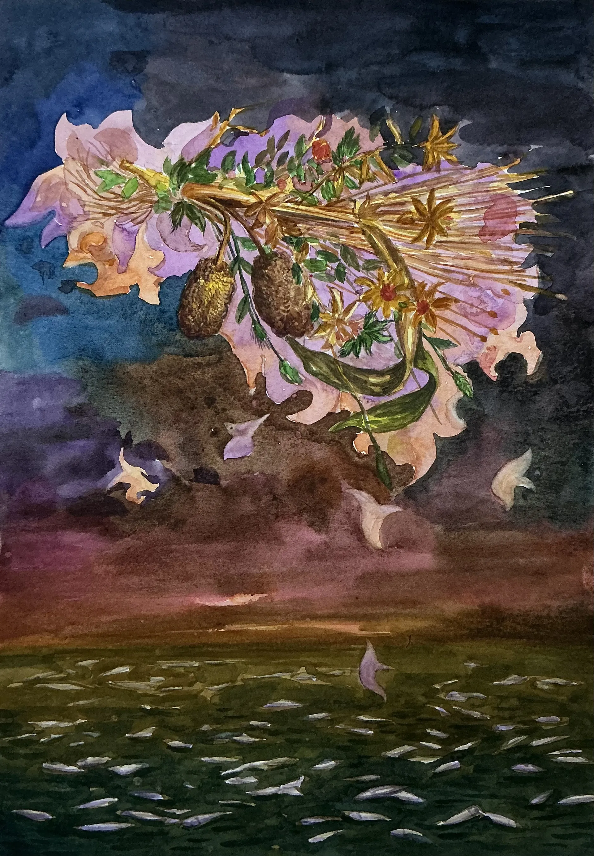 Untitled by Yallaling Chalawadi - Watercolor on paper