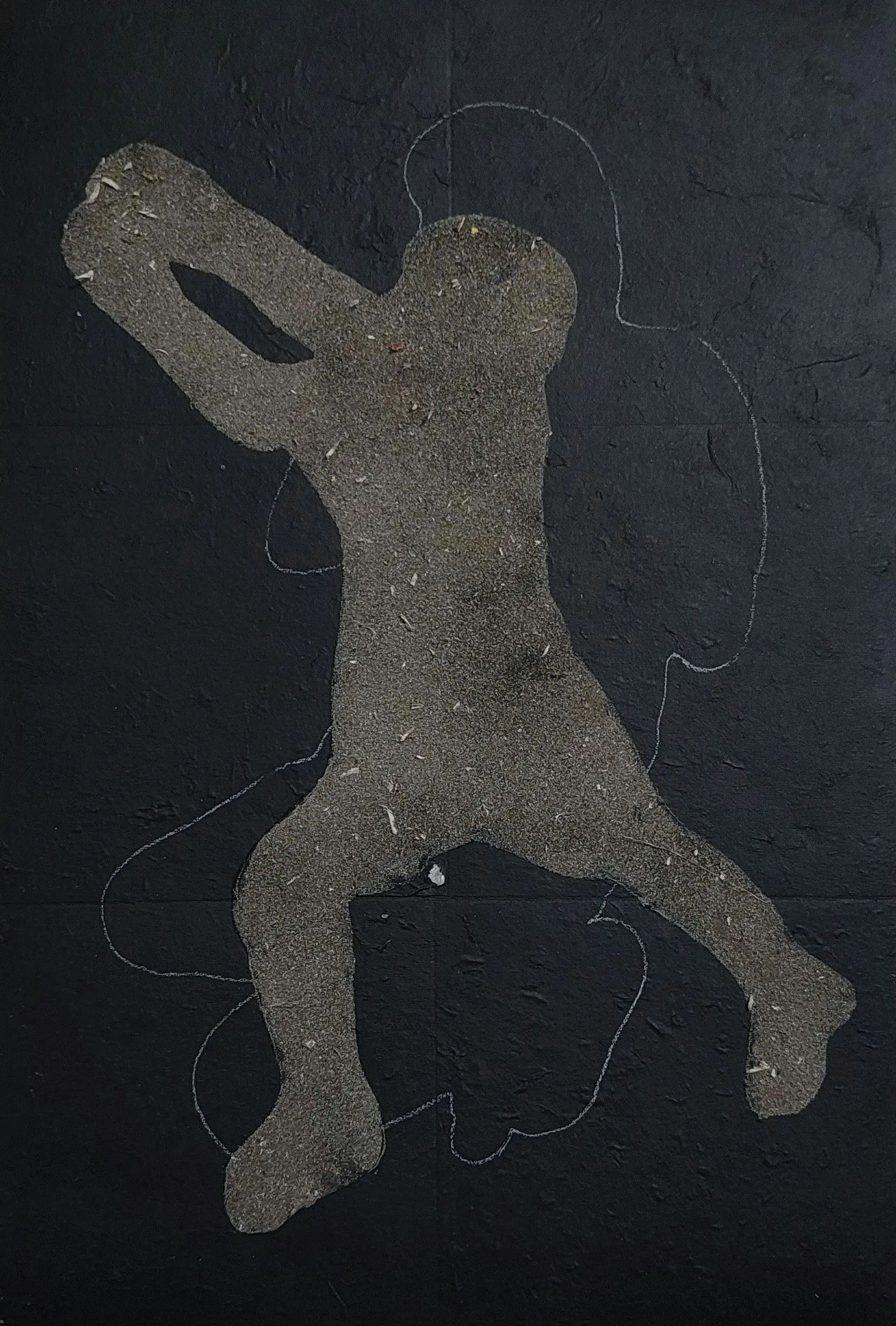Muted voices, 7 by Shiv Kumar - Collected newspaper, dust, rice paper, acrylic on canvas