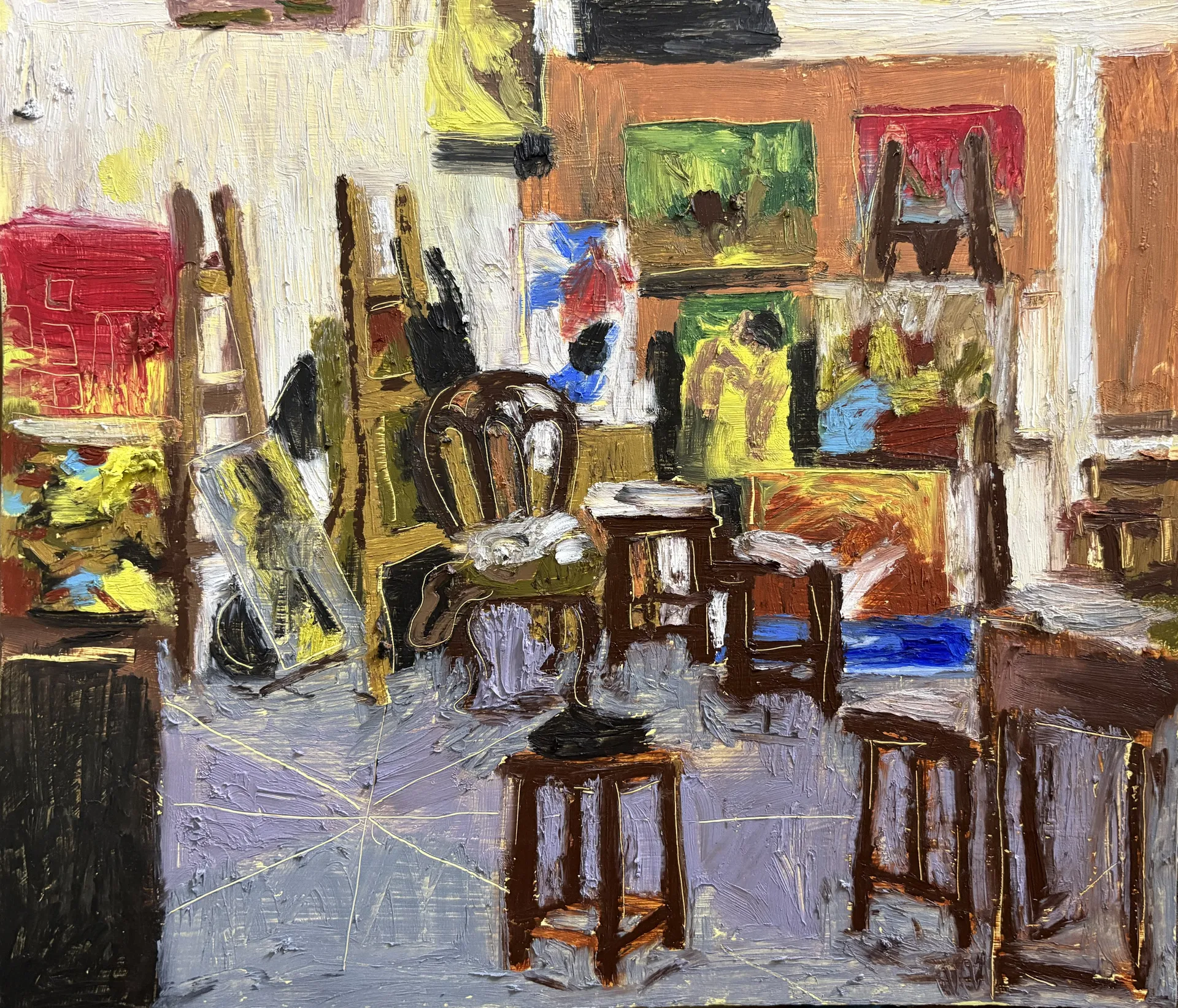 The good ol' by Akshit Satyarthi - Oil pastels on mount board