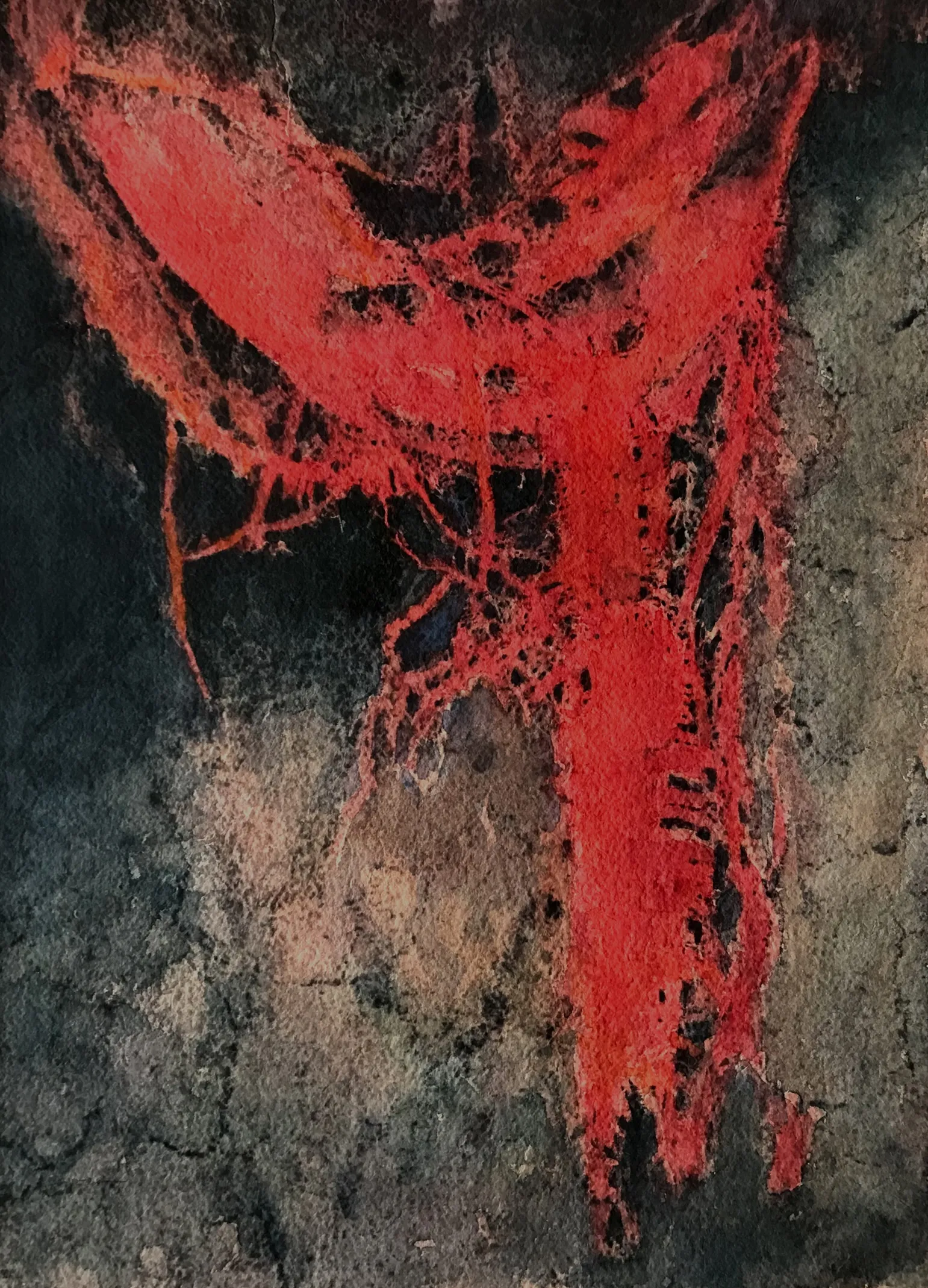 Kali of the cremation ground by Sangita Datta - Watercolor, archival photograph, image transfer on acid-free handmade paper