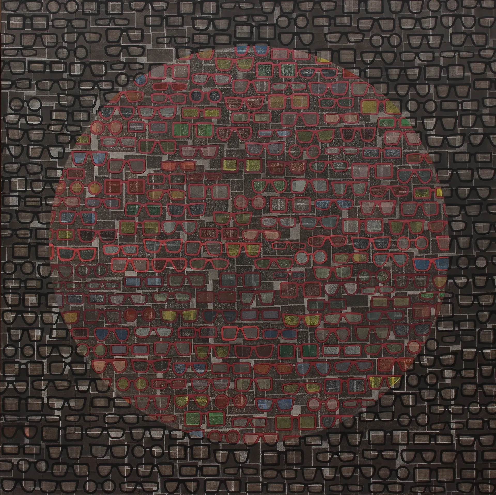 Putting yourself in someone else's shoes by Shiv Kumar - Newspaper, ink, charcoal, acrylic on canvas