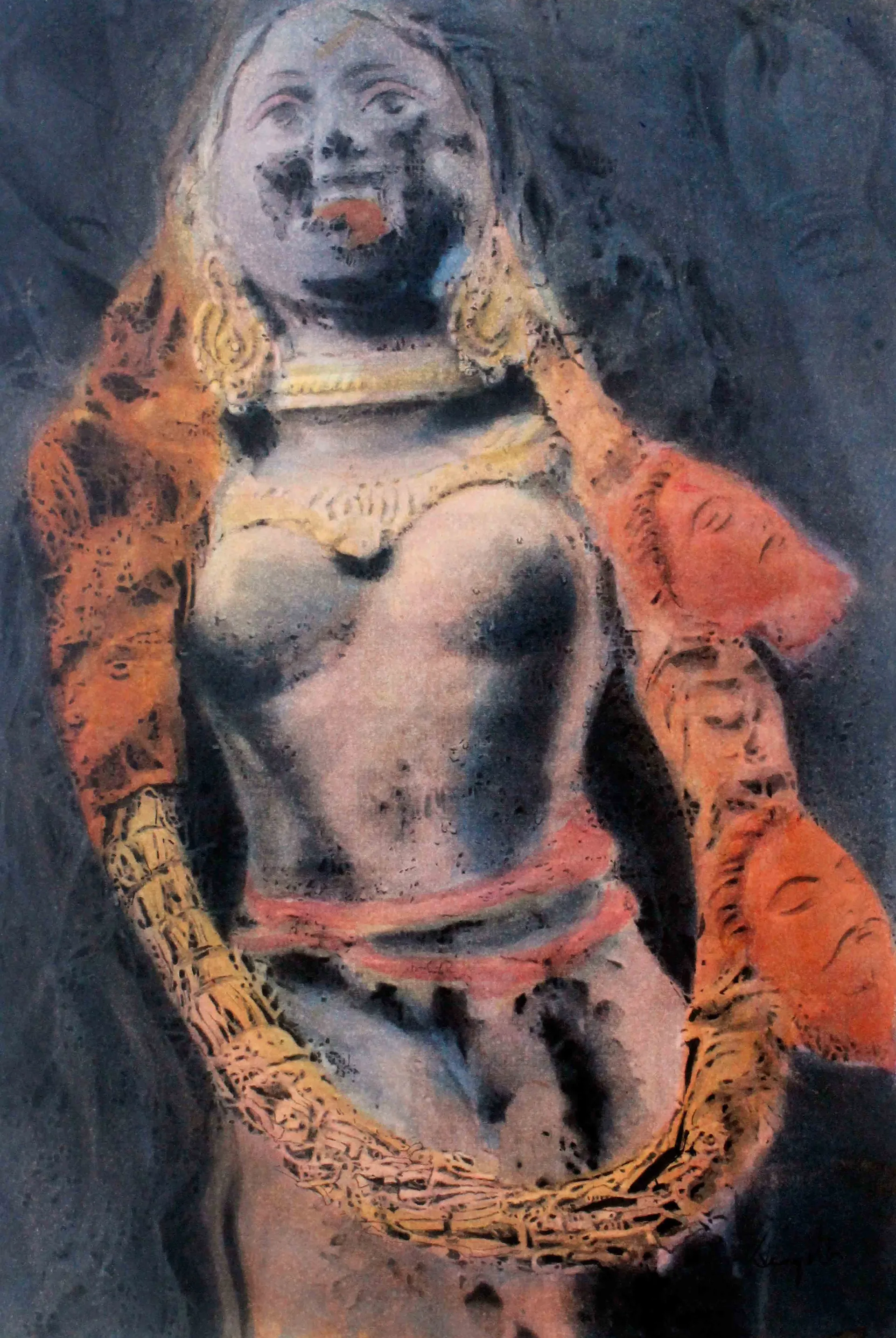Inner reflection III by Sangita Datta - Watercolor and Chinese ink on archival photograph