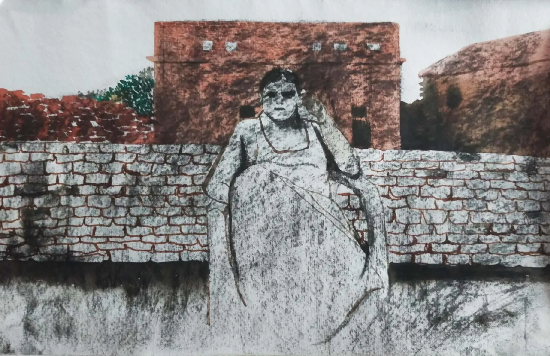 Govar toli by Shiv Shankar - Oil on paper