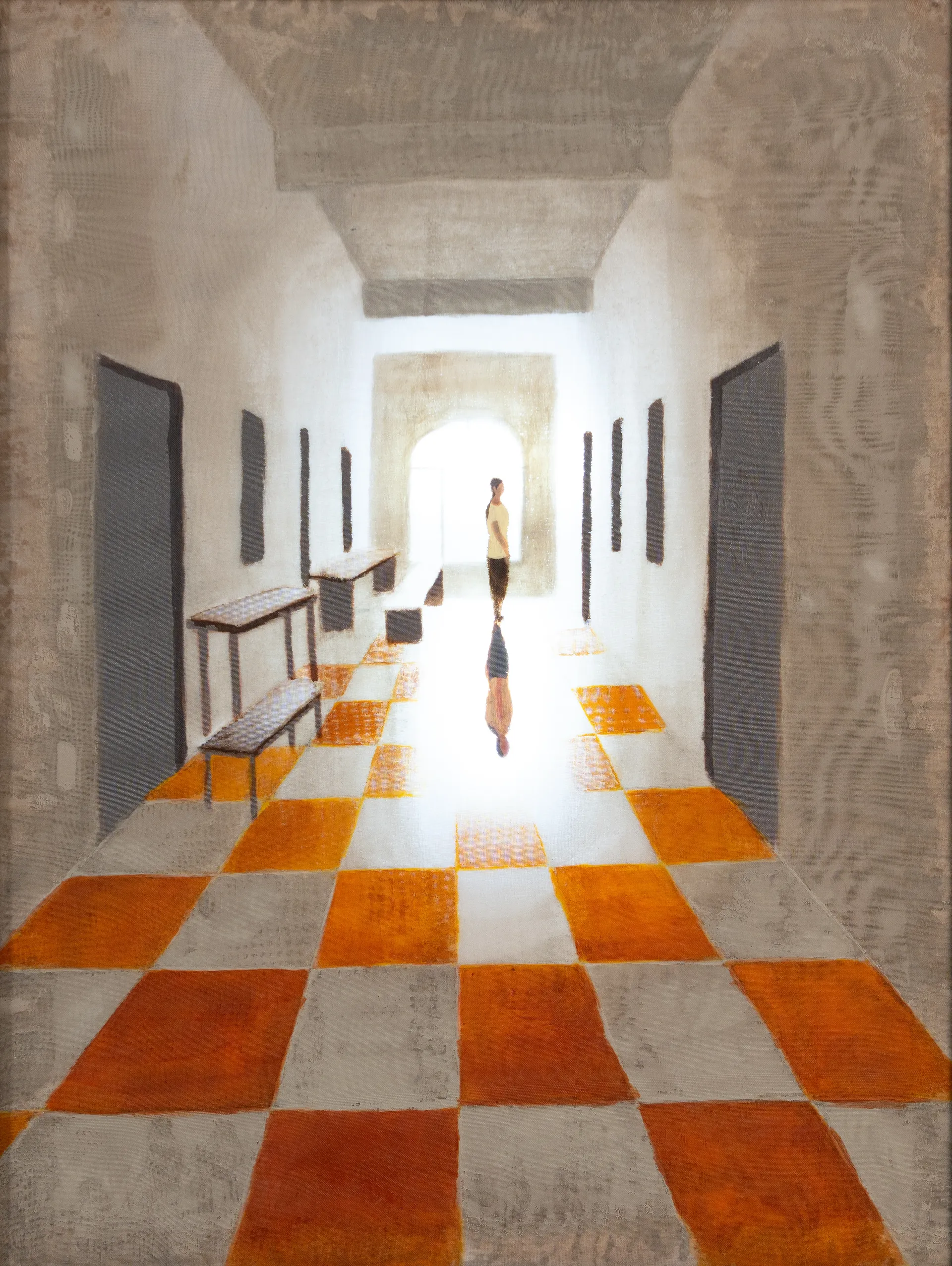 Untitled by Gayathri A P - Acrylic on organza cloth