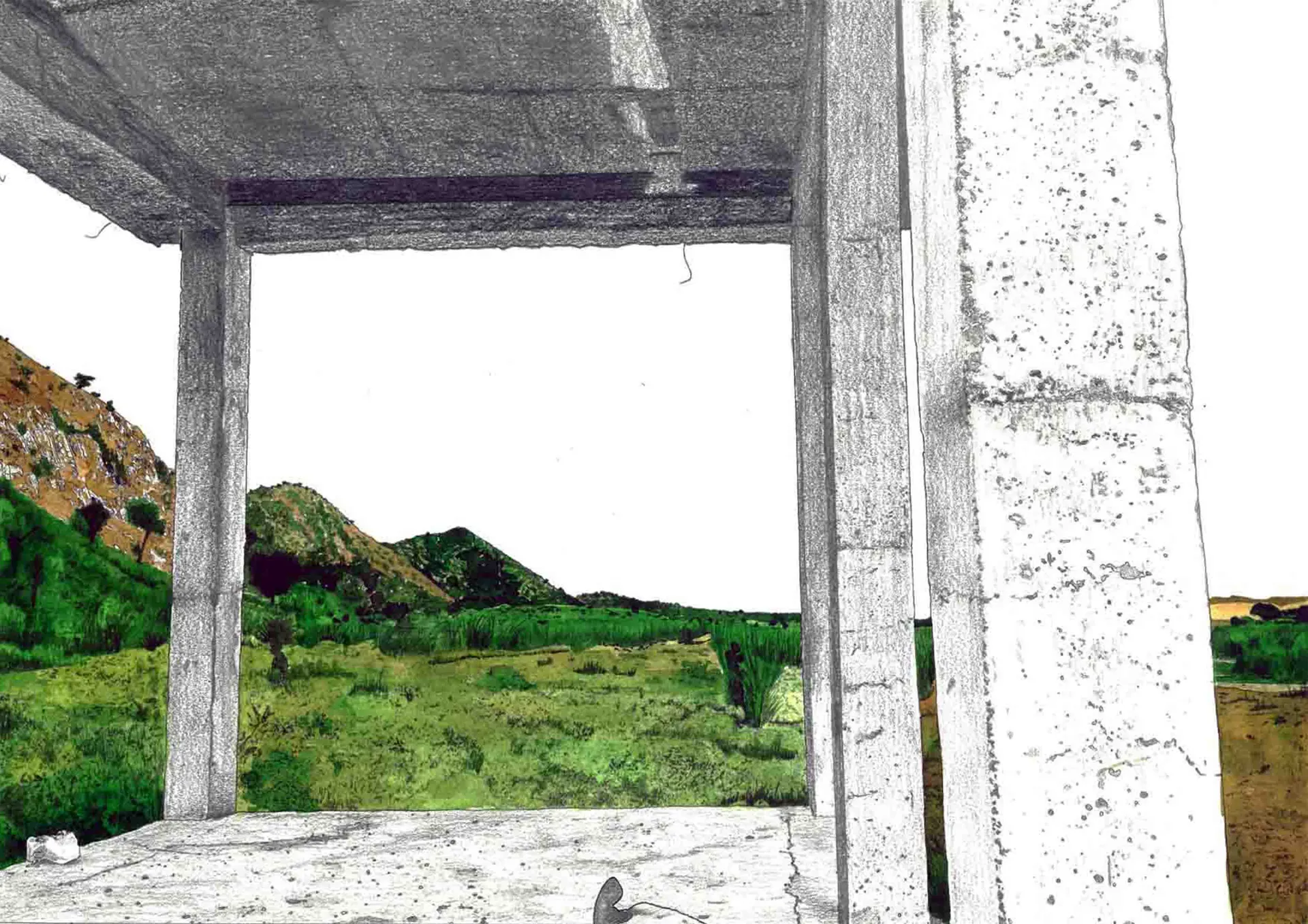 Territories of three: echoes in the landscape I, 12 by Kapil Jangid - Watercolor, photo ink, digital print and graphite on paper