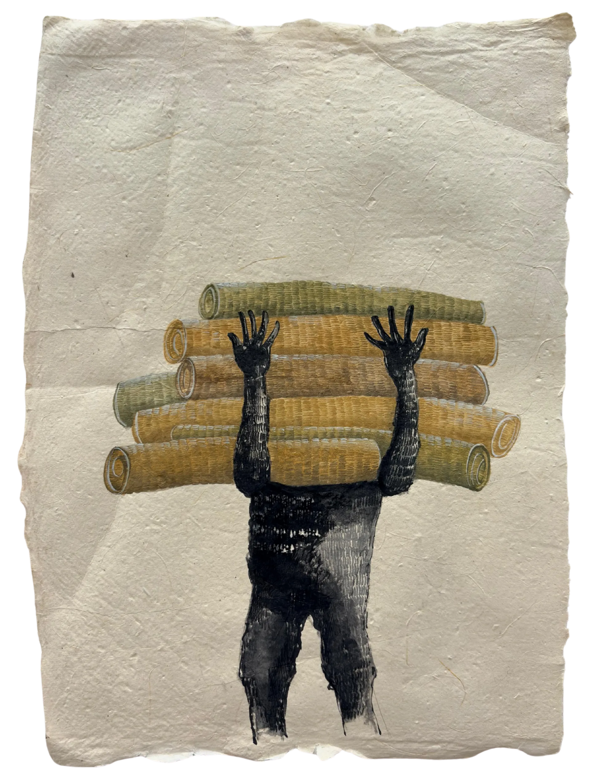 Untitled by Sudip Jana - Ink, watercolor, and charcoal on handmade paper