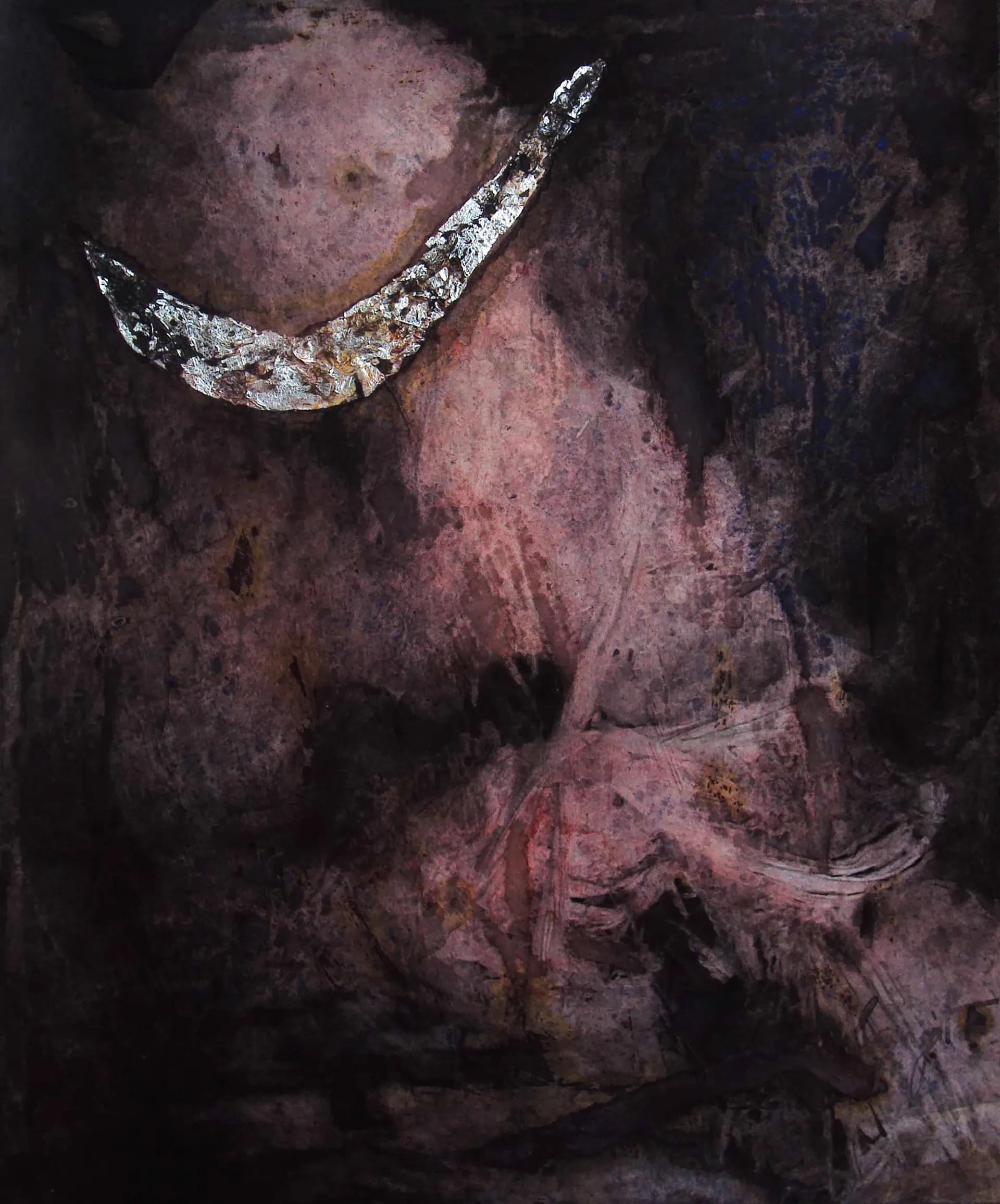 Abstraction by Sangita Datta - Watercolor, silver leaf, and Chinese ink on acid-free paper
