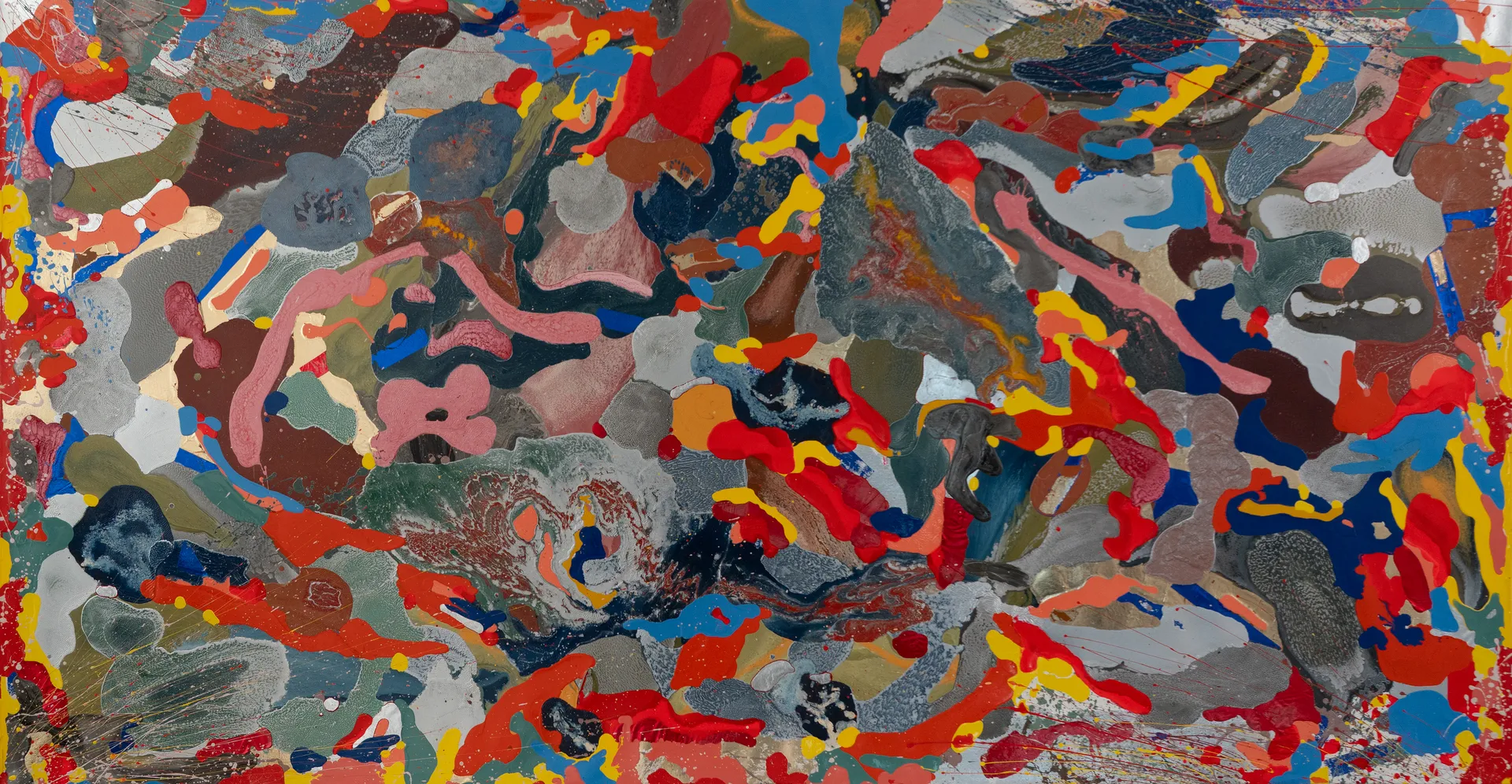 Entropy 2 by Pankaj Vishwakarma - Enamel, automotive paint, foil and varnish on canvas