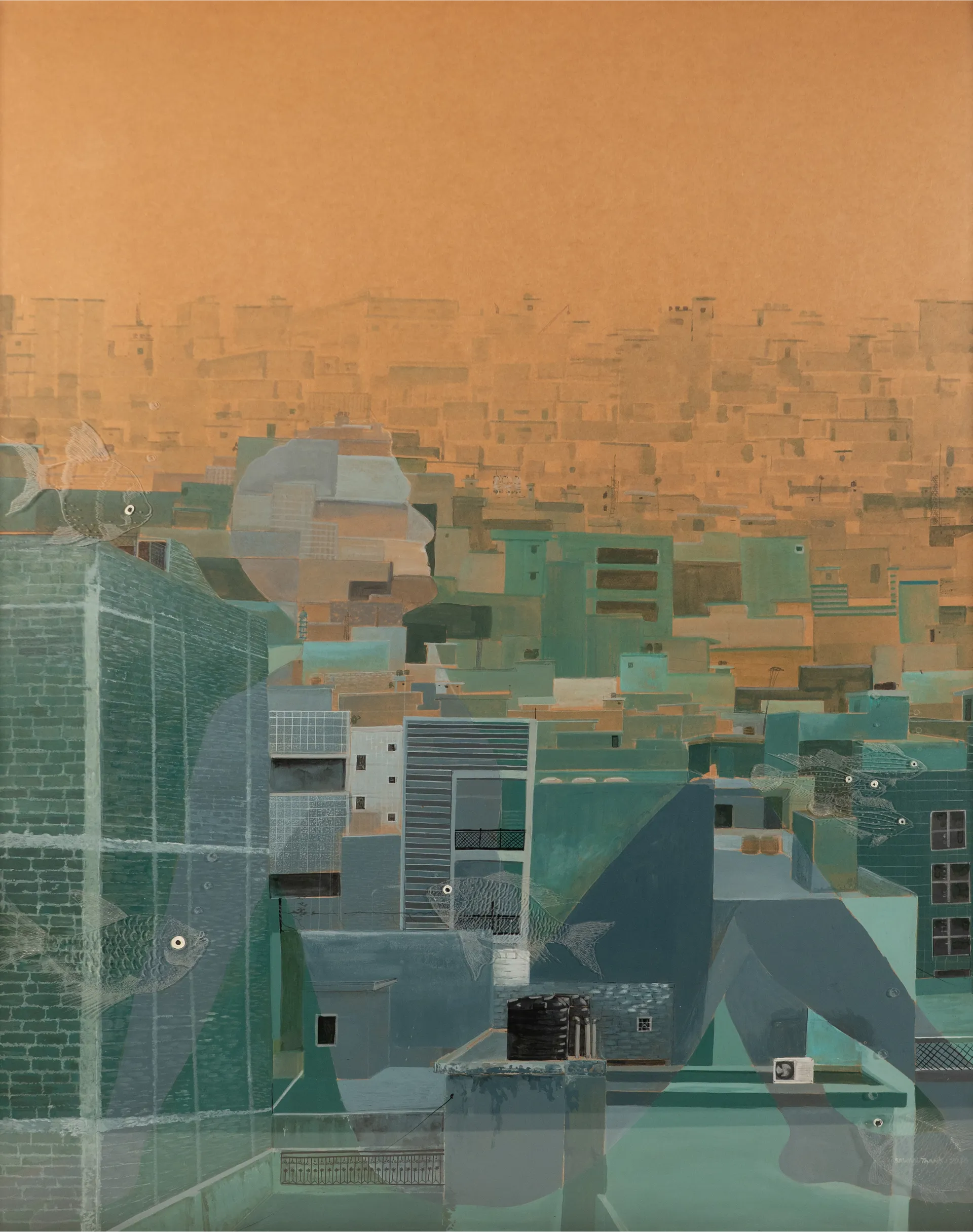 Glass wall 1 by Sawan Taank - Acrylic on paper & engraving on acrylic sheet