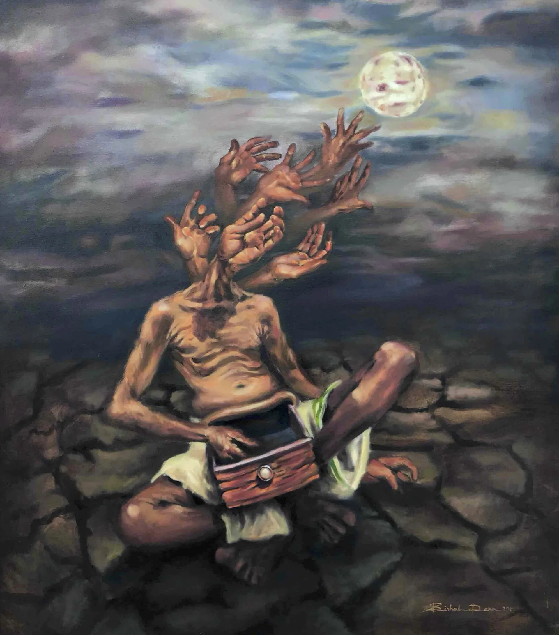 Bhukh (The hunger) by Bishal Deka - Oil on canvas