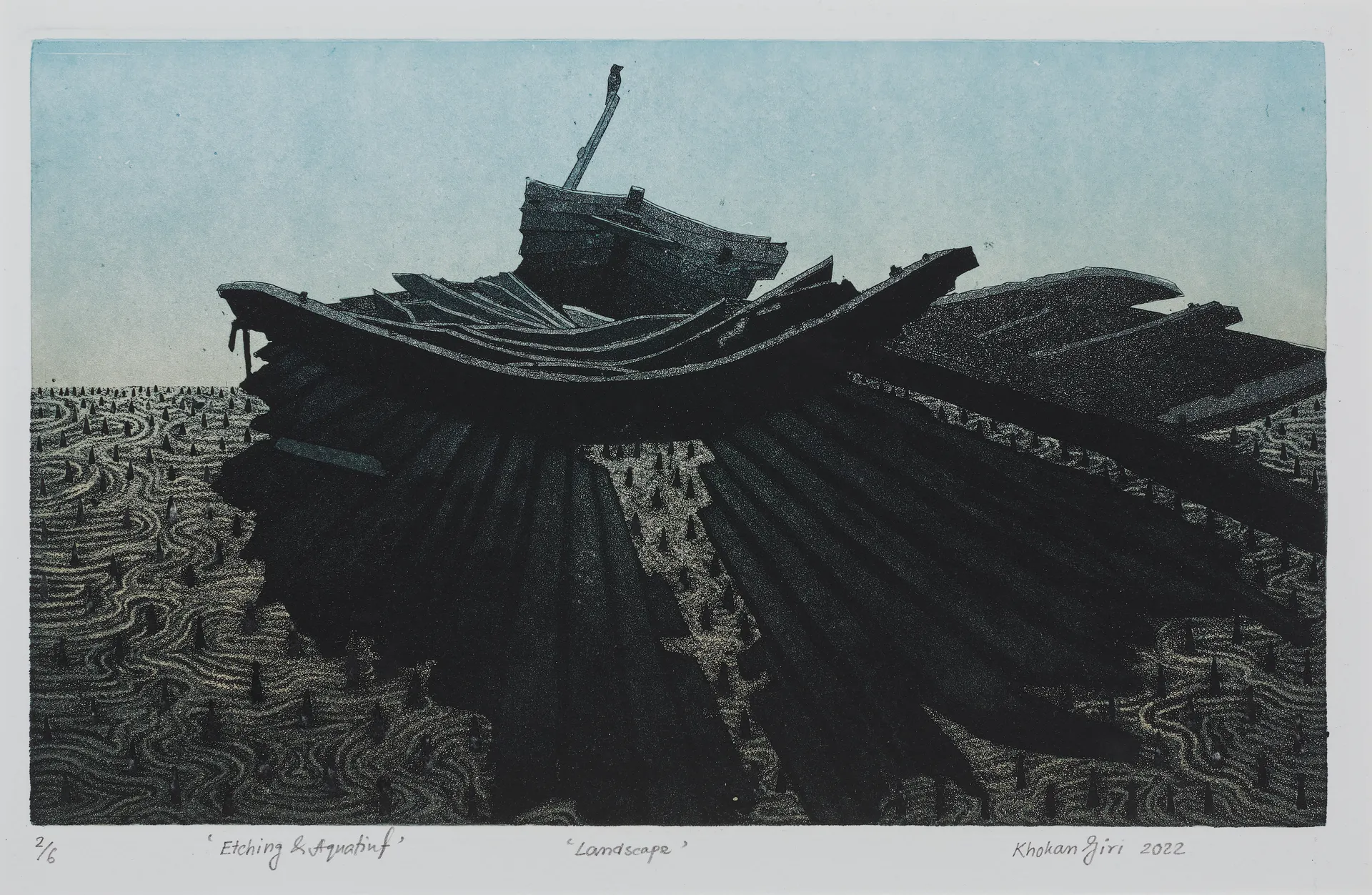 Landscape by Khokan Giri - Etching & aquatint