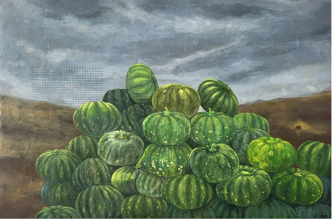 Pumpkin by Bikramjit Paul - Earth color on paper