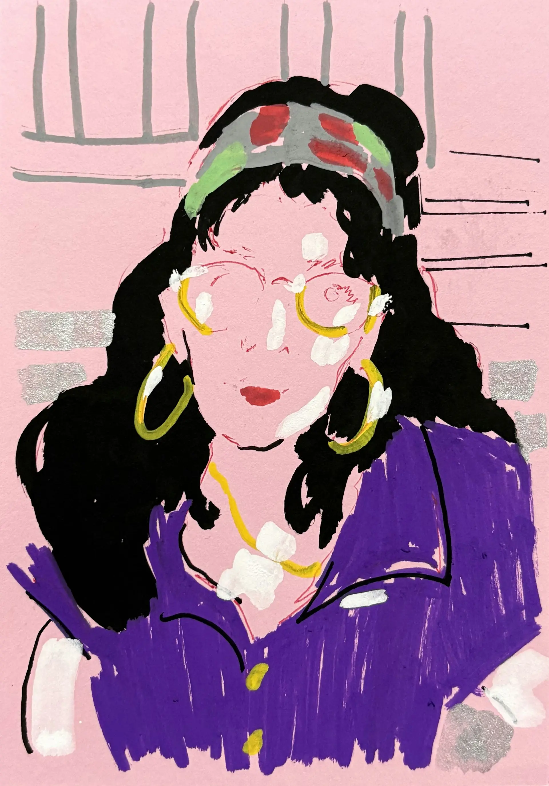 Shazia I by Akshit Satyarthi - Acrylic markers and pen on paper