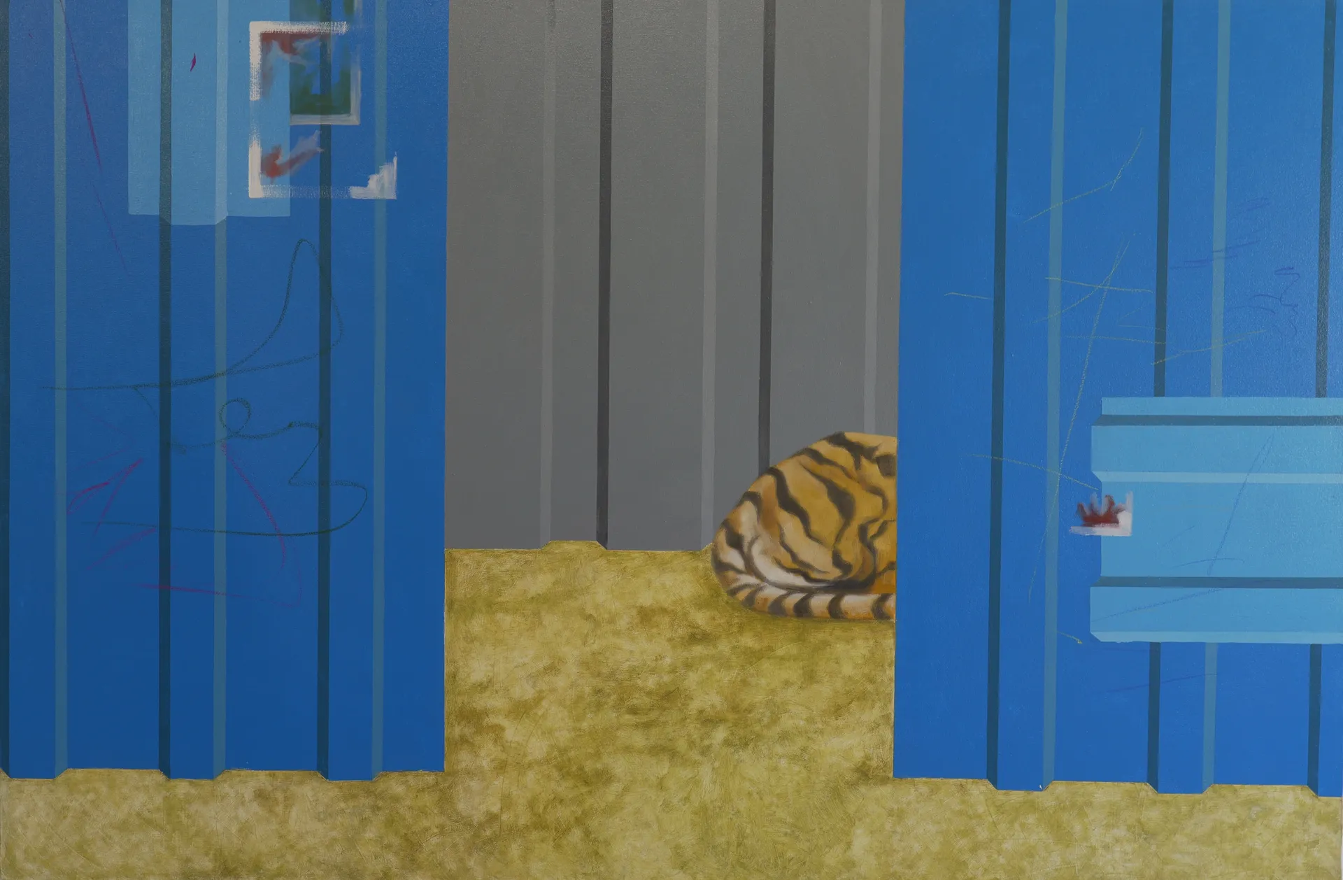 Behind the tin I by Deepakk - Enamel and oil on canvas