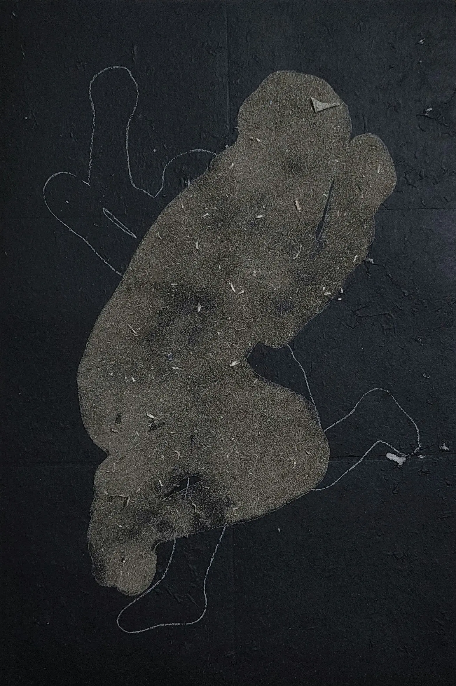 Muted voices, 6 by Shiv Kumar - Collected newspaper, dust, rice paper, acrylic on canvas
