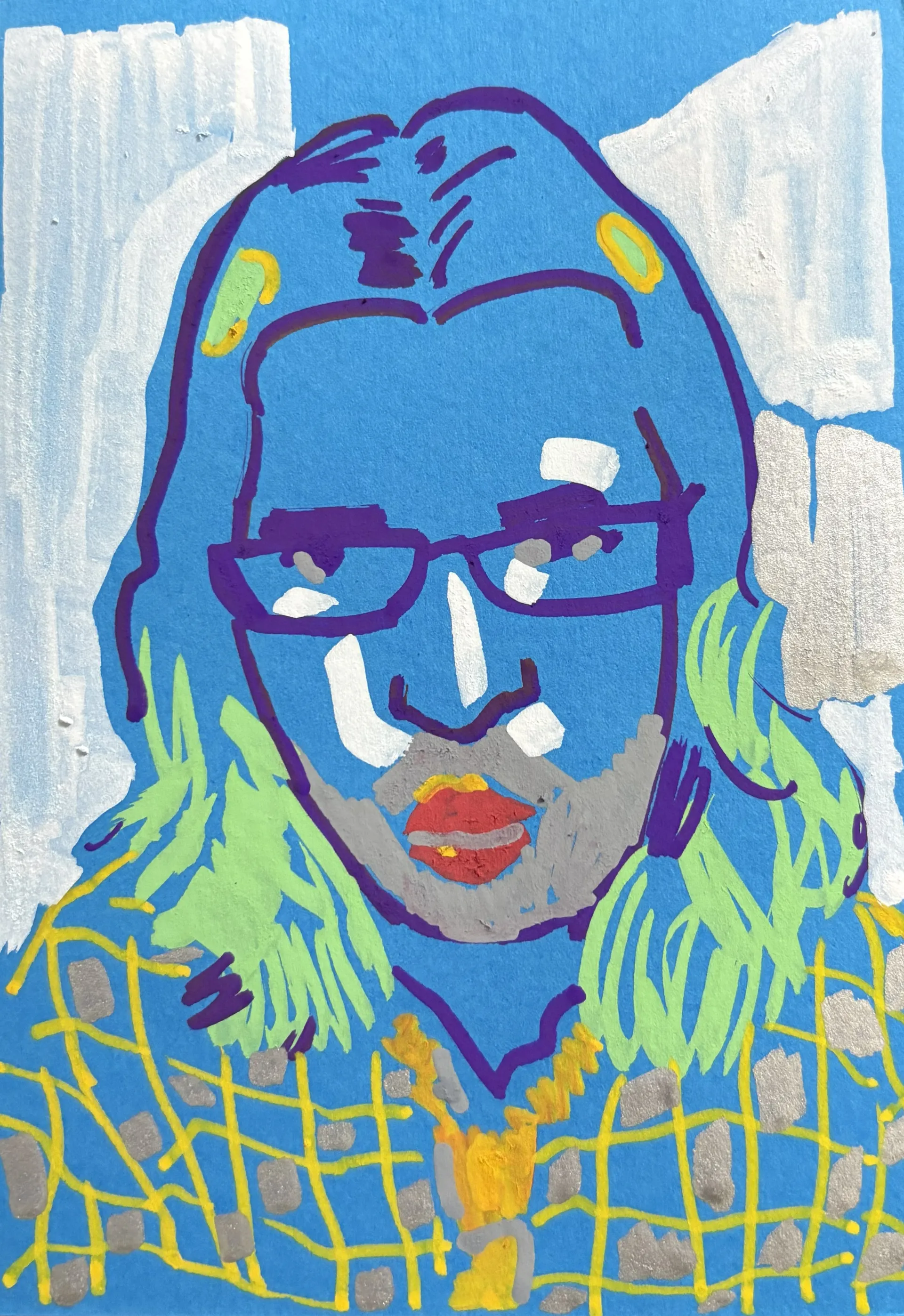 Not feeling blue at all by Akshit Satyarthi - Acrylic markers and pen on paper