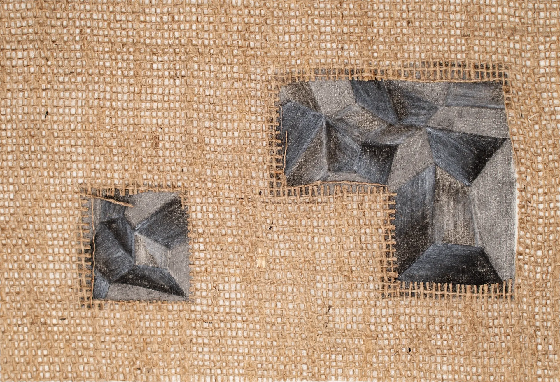 Fold #17, 10 by Urvi Sethna - Jute fabric, charcoal and graphite on rice paper